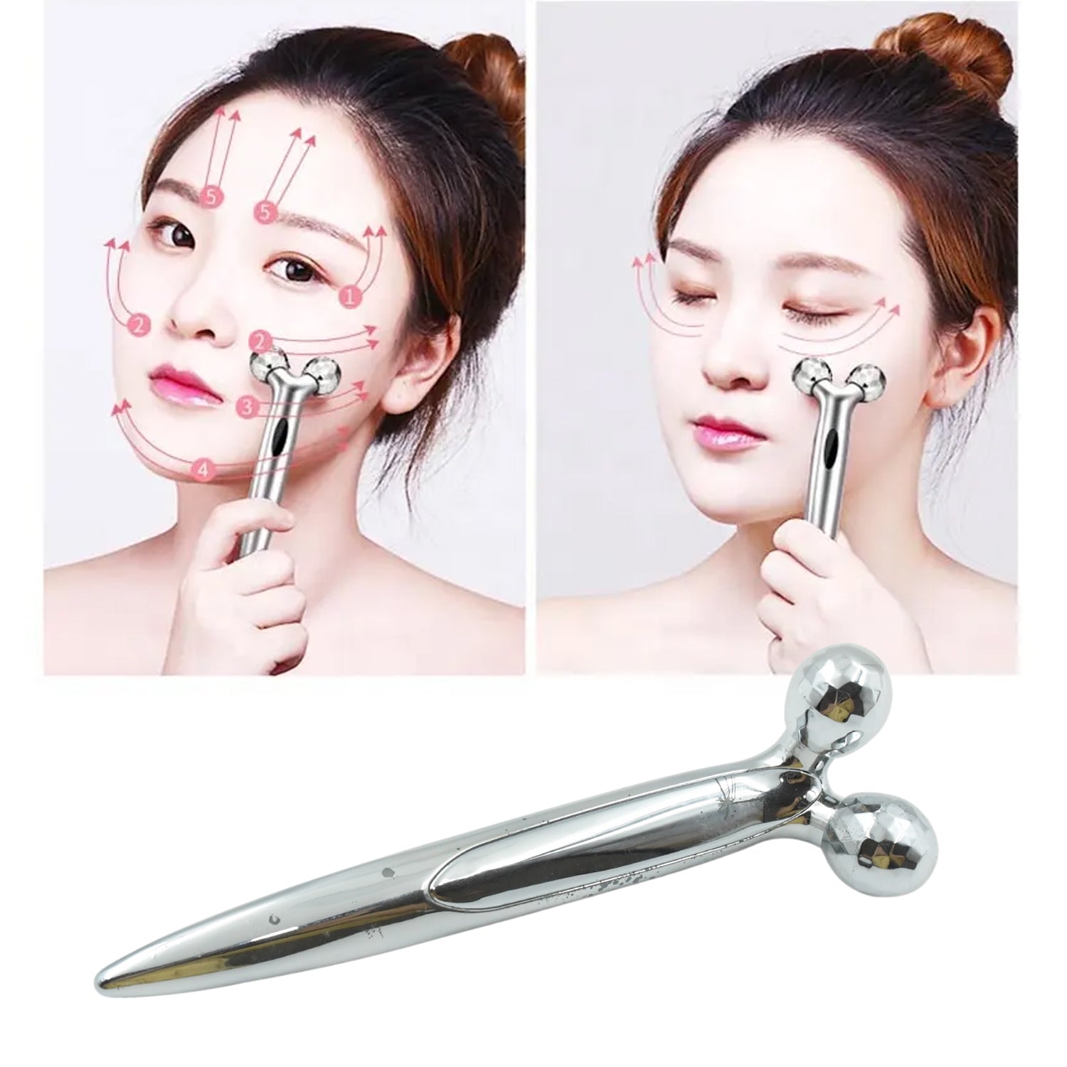 360 Degree Facial Roller, designed for face lifting and skin tightening, improves blood circulation and reduces puffiness. - Springkart 