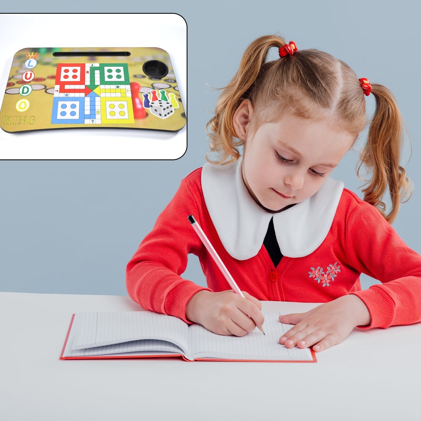 Ludo Design Foldable Bed Study Table Portable Multifunction Laptop Table Lapdesk for Children Bed Foldable Table Work Office Home with Tablet Slot & Cup Holder - Springkart 