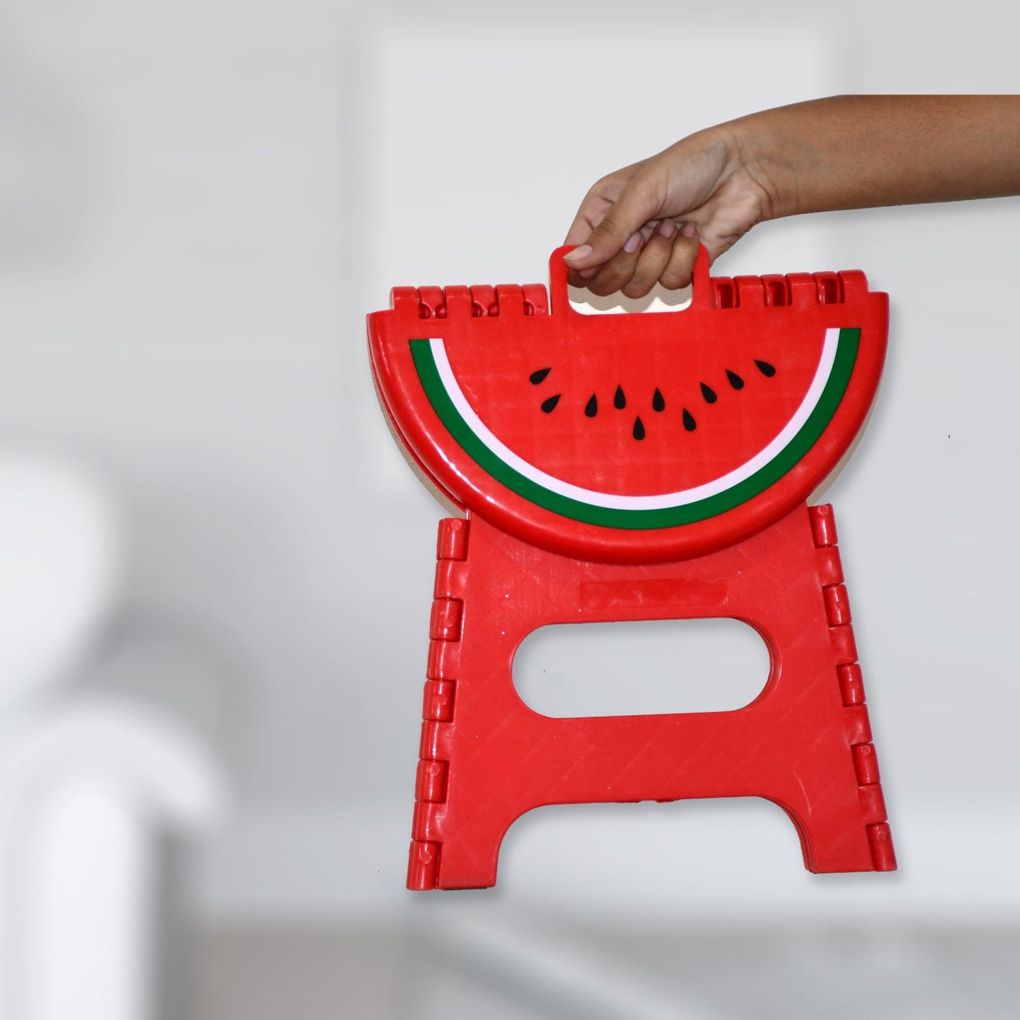 Mix Color Creative Thickening Folding Stool, Fruit Pattern Plastic Low Stool for Kindergarten Small Bench Hinge Handle Design,Learn Game Children's Kids Table Indoor Household Children's Chair Lightweight - Springkart 