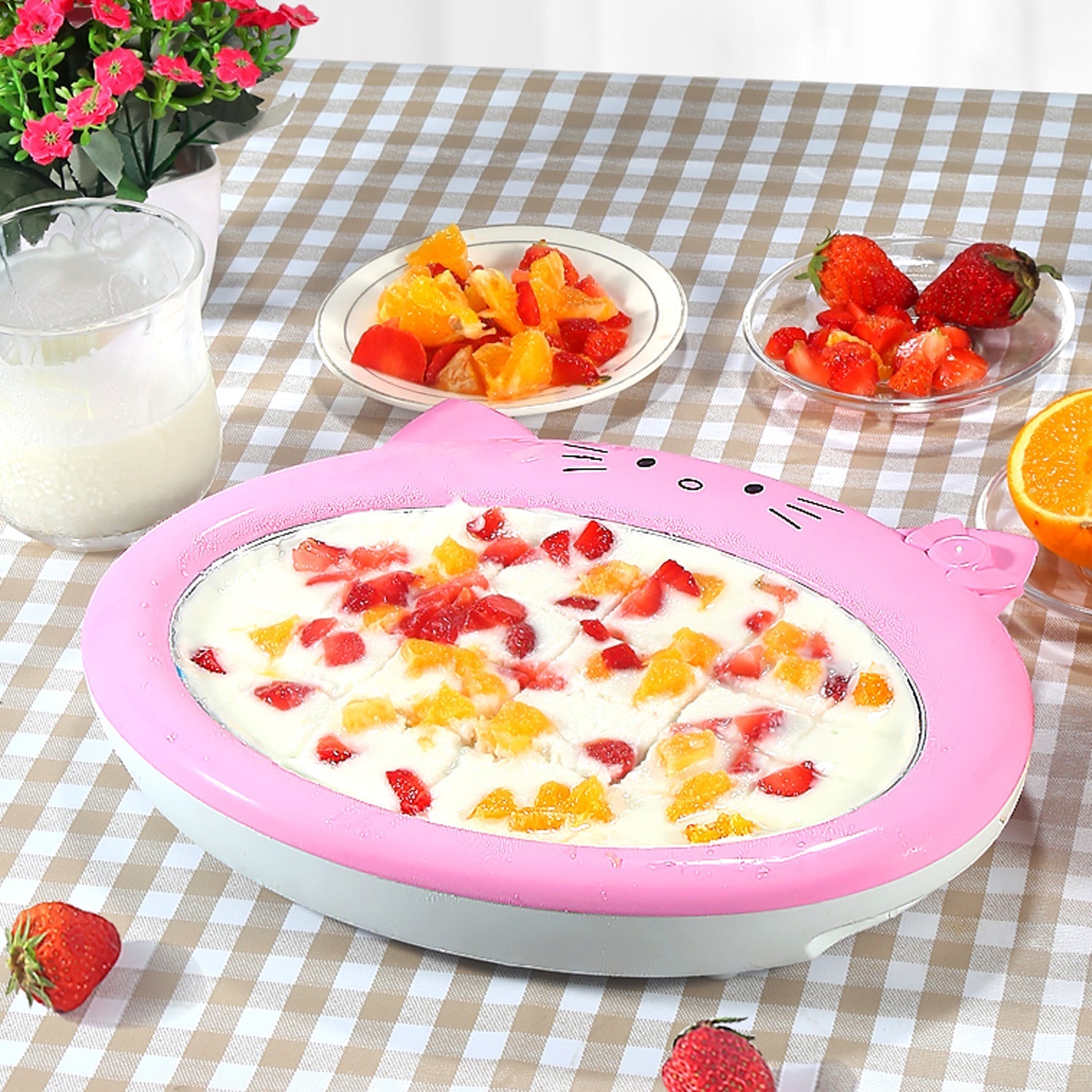 Ice-Frying Machine, Mini Ice Machine for Summer with Cartoon design Home Fried Ice Cream Machine - Springkart 