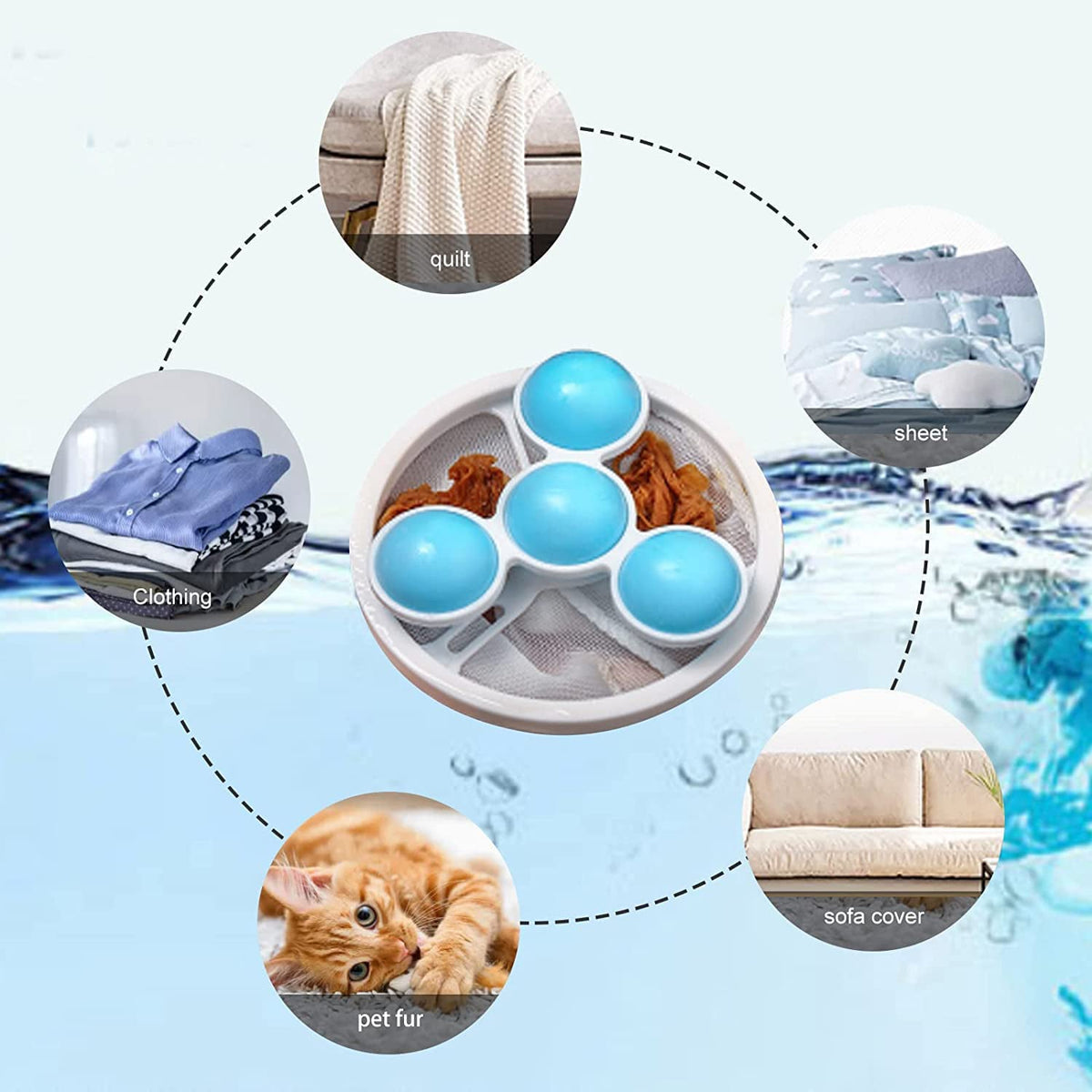 Laundry Ball Floating Pet Fur Lint Hair Catcher Household Reusable Washing Machine Floating Lint Mesh Bag Hair Filter Net Pouch Washing Lint Hair Remover Net, Mesh Bag Dryer (1 Pc) - Springkart 