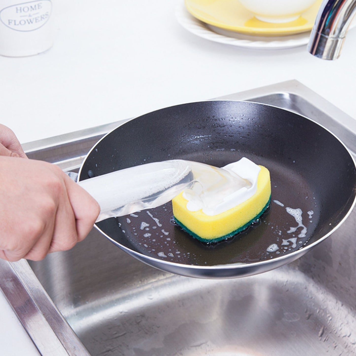 Liquid dispensing Scrub widely used for washing and cleaning utensils and all kitchen stuff to make them again clean and shiny. - Springkart 
