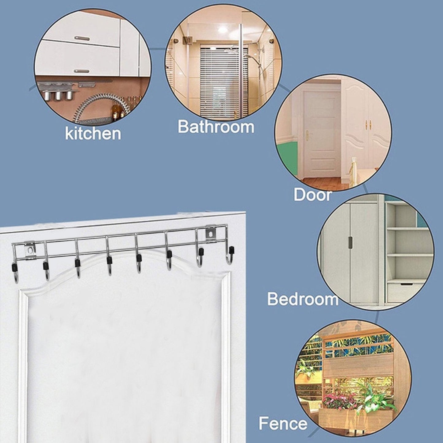 Multipurpose Stainless Steel Hanger Strip Hooks (8 Pin) - Springkart 
