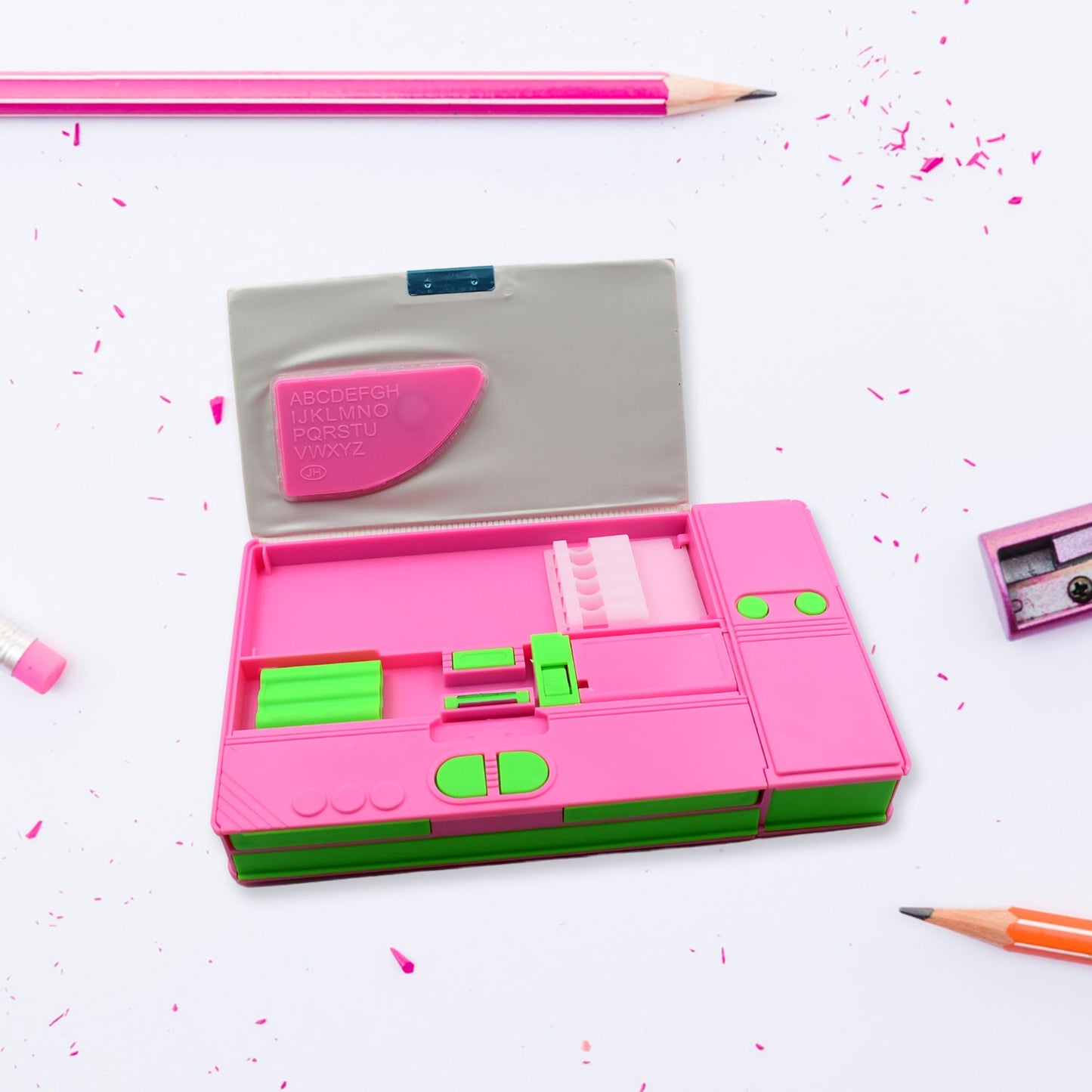 Multi Purpose Gadget Jumbo Pencil Box Compass With Calculator Jumbo 2 Side Slot Geometry Box Compass Use School , Traveling & Studio - Springkart 