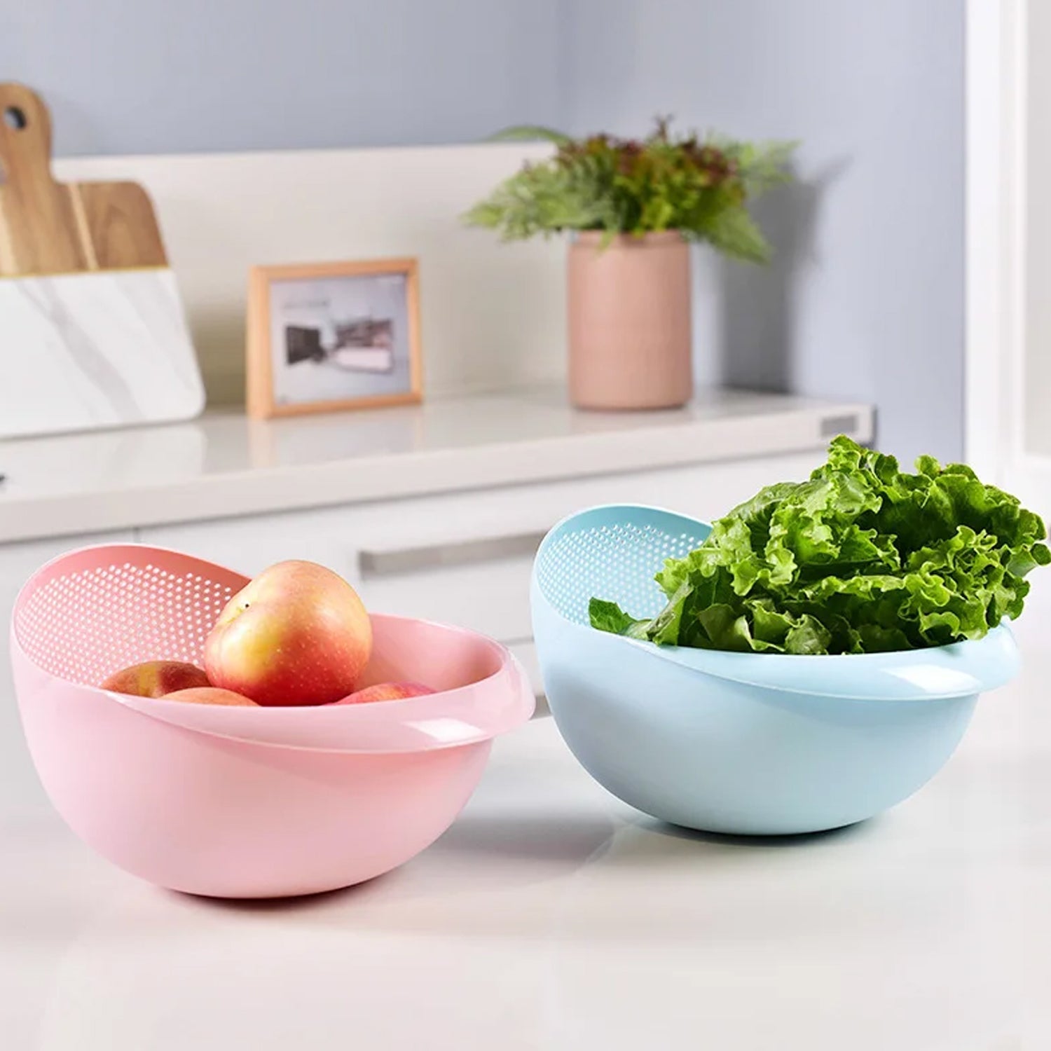 Plastic Rice Bowl / Food Strainer Thick Drain Basket for Rice, Vegetable & Fruit, Strainer Colander, Fruit Basket, Pasta Strainer, Washing Bowl (1 pc ) - Springkart 
