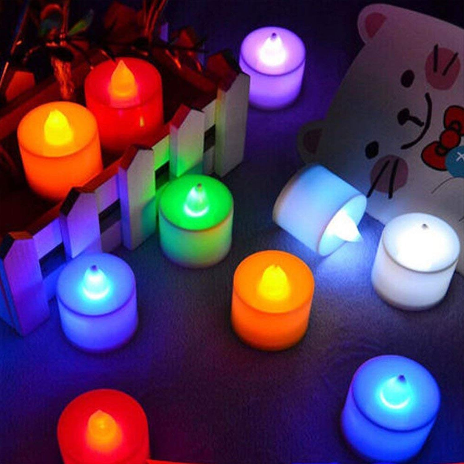 Multicolor LED Tealights Candles (24 Pack): Festive Decorations - Springkart 