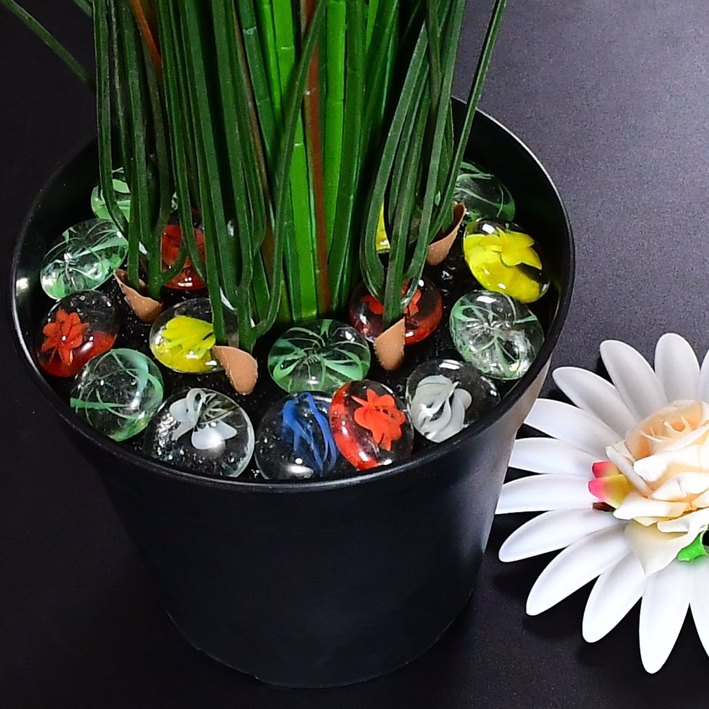 Glass Gem Stone, Flat Round Marbles Pebbles for Vase Fillers, Attractive pebbles for Aquarium Fish Tank. - Springkart 