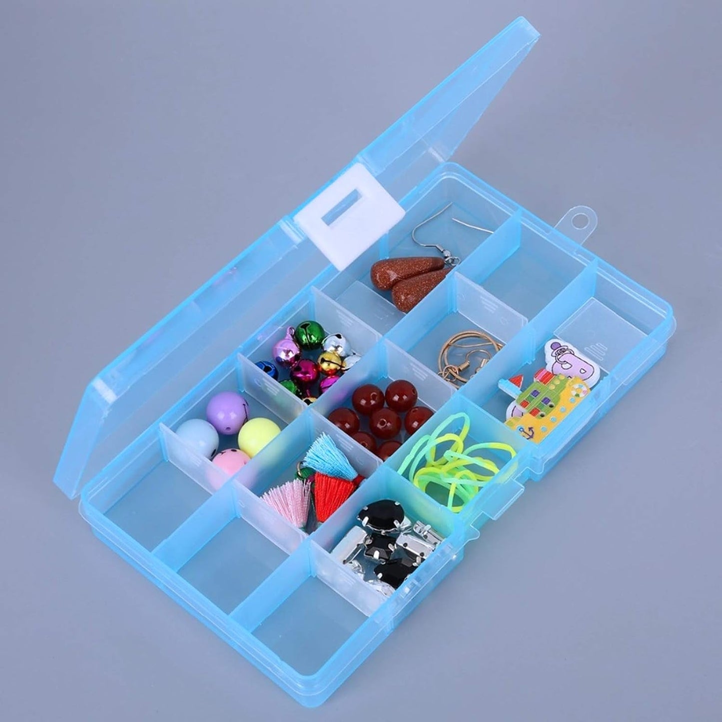 15 Grids Jewelry Organizer Plastic Jewelry Organizer Box Clear Jewelry Organizer Box Plastic Bead Organizers with Adjustable Dividers for Herbs Pills Bead, Jewelry, and Other Small Item (2 Pc)