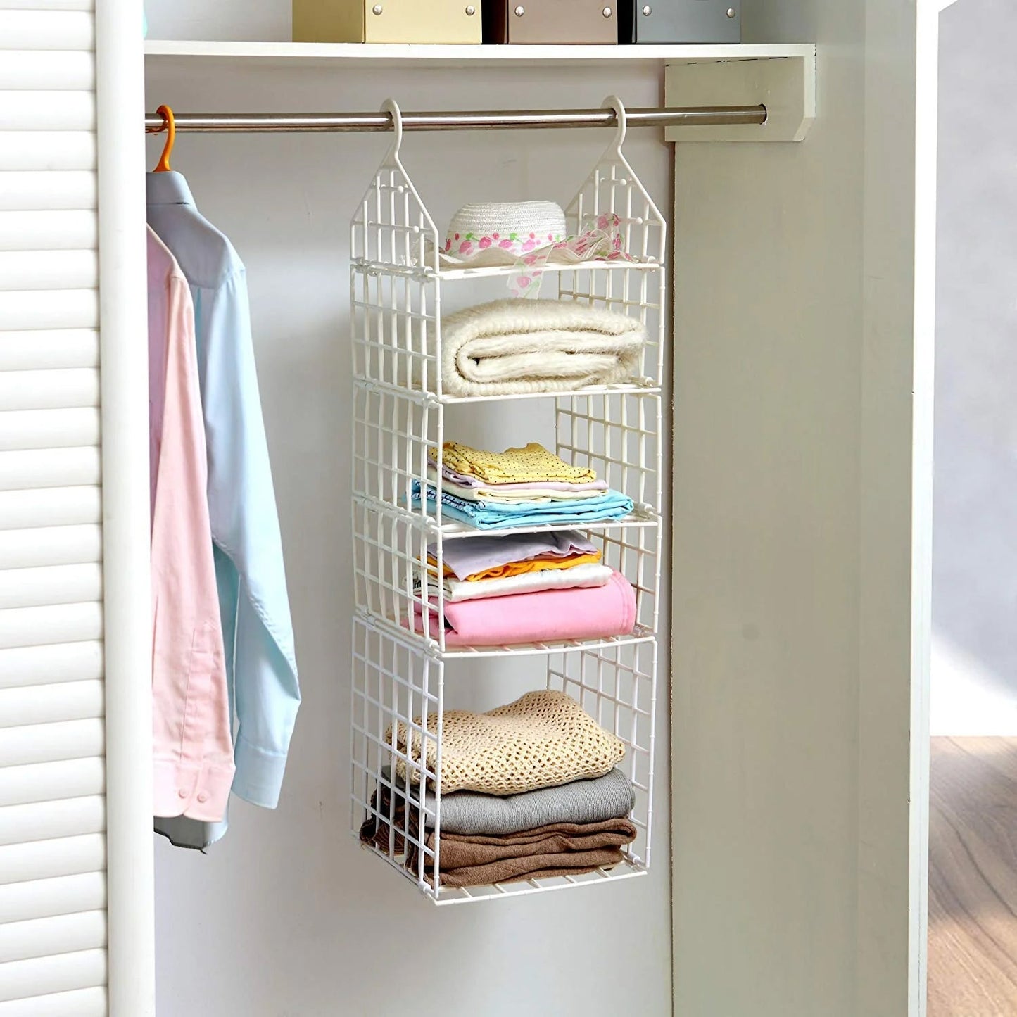MULTIPURPOSE 5 LAYER FOLDING CLOTHES STORAGE RACKS||CLOSET FOR STUDENTS WARDROBE SHELVES SOCKS, SCARF, T-SHIRT, ETC||HANGING ORGANIZER STORAGE HOLDERS & RACKS - Springkart 