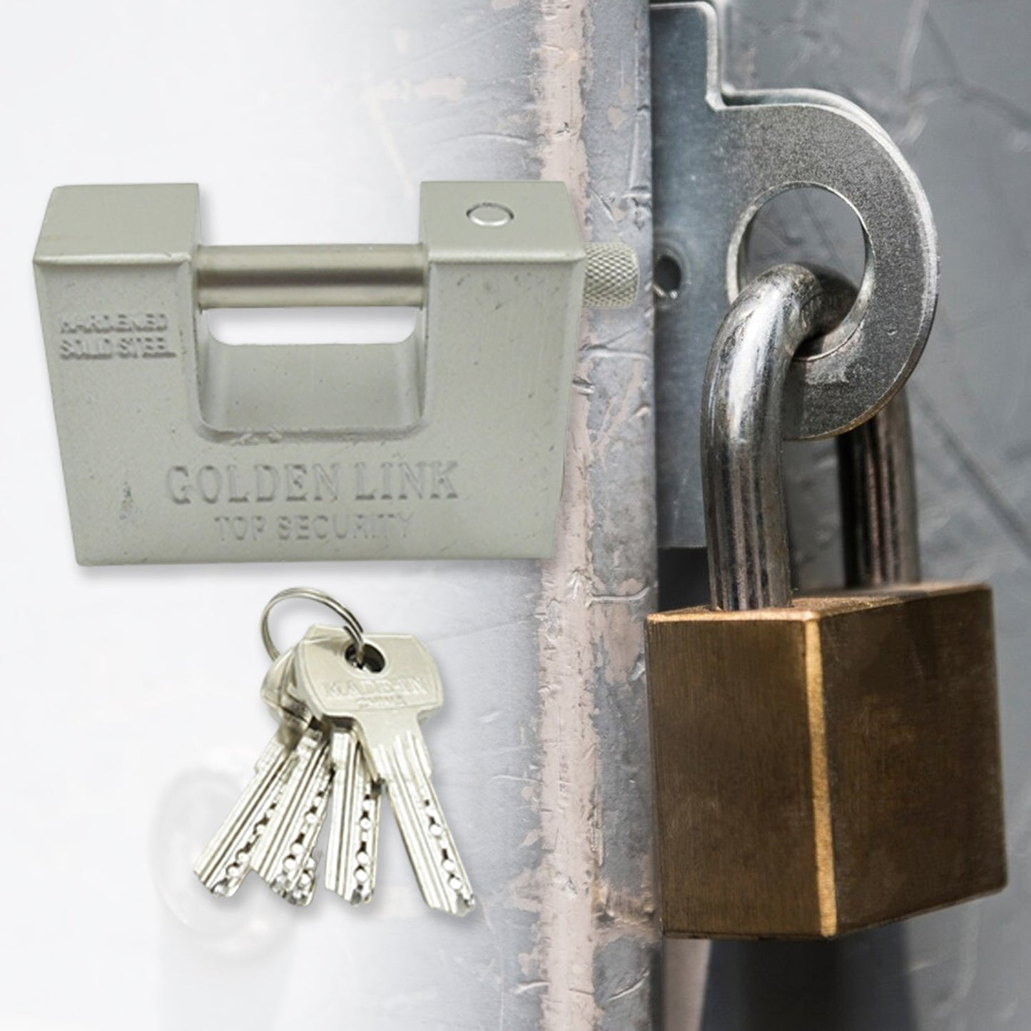 94mm Stainless Steel Padlock: Rectangular, Hardened Steel, 5 Keys - Springkart 