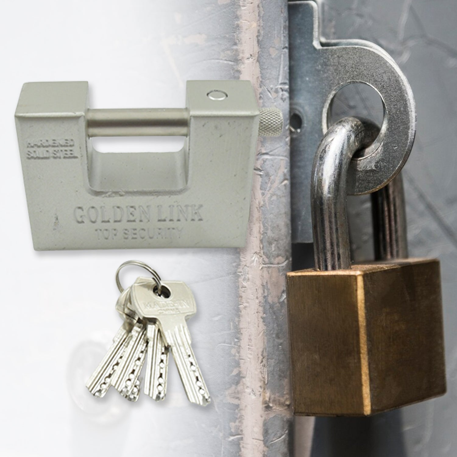 94mm Stainless Steel Padlock: Rectangular, Hardened Steel, 5 Keys - Springkart 