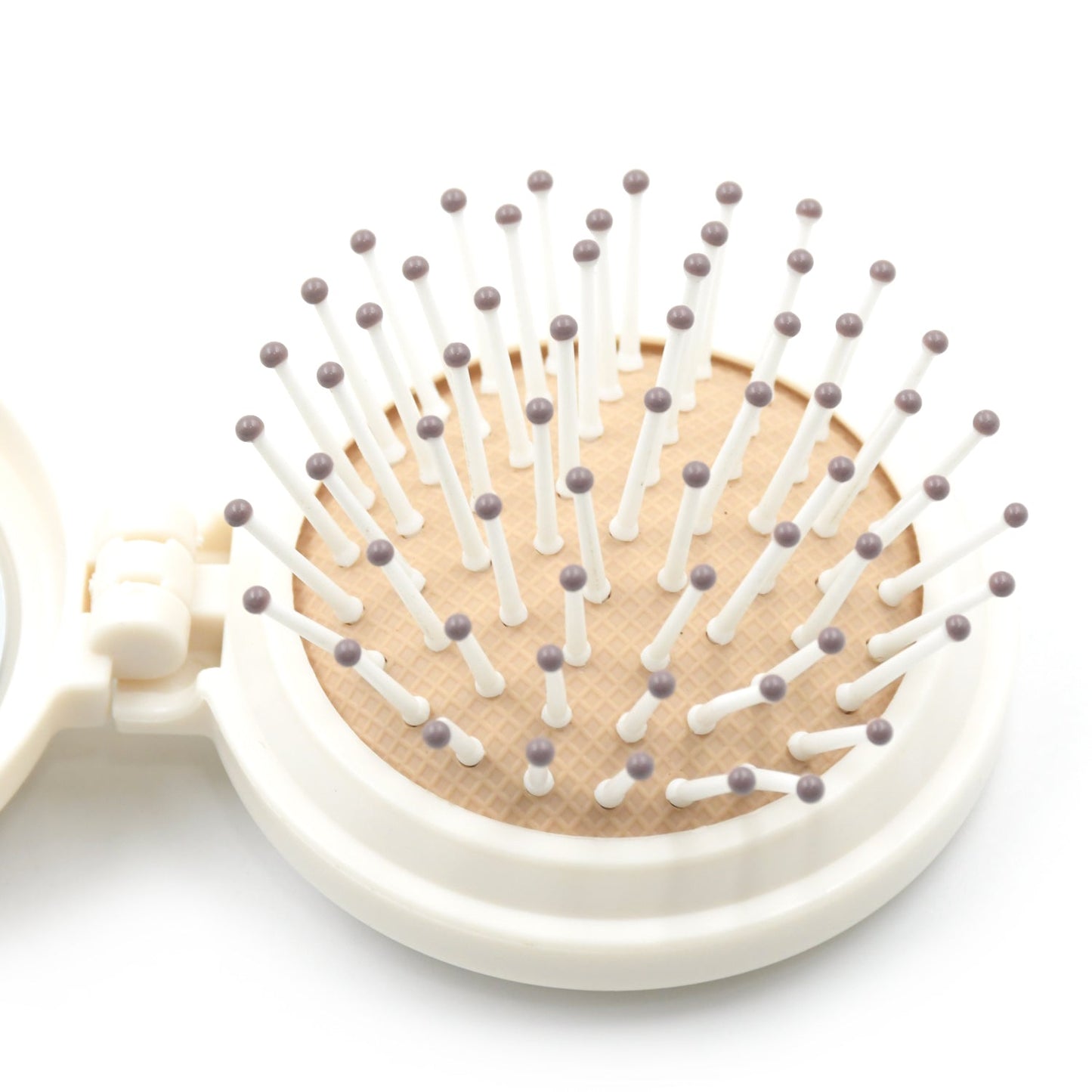 Foldable Travel Mirror Hair Brushes, 1pc Round Portable Folding Pocket Hair Brush, Mini Hair Comb Compact Travel Size, Hair Massage Comb, For Men Women And Girls - Springkart 