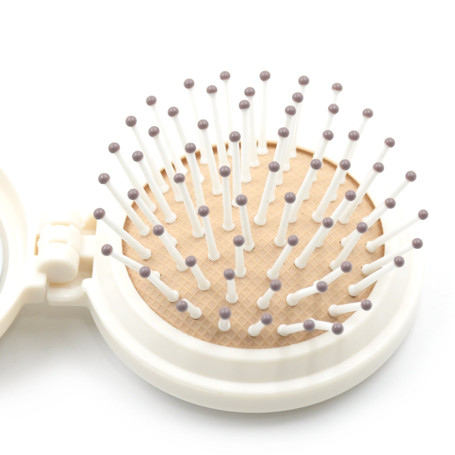 Foldable Travel Mirror Hair Brushes, 1pc Round Portable Folding Pocket Hair Brush, Mini Hair Comb Compact Travel Size, Hair Massage Comb, For Men Women And Girls - Springkart 