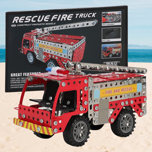 Metal DIY Fire Truck Building Blocks for Kids (Fire Truck / 292pcs of truck tool / 1 Set) - Springkart 