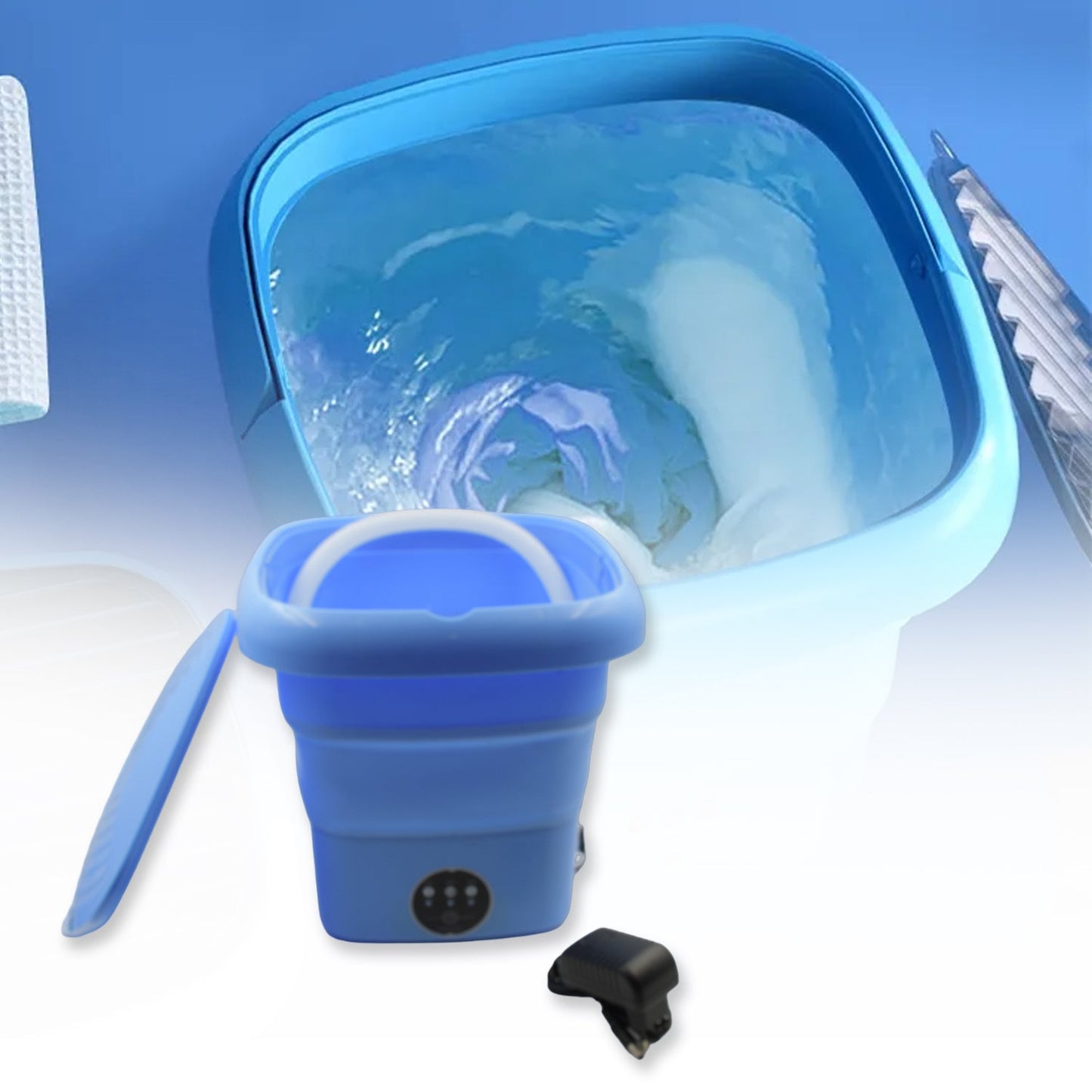 Mini Washing Machine Foldable Mini Washer with Drain Basket Portable Washing Machine Foldable for Laundry Travel Camping RV Baby Clothes - Springkart 