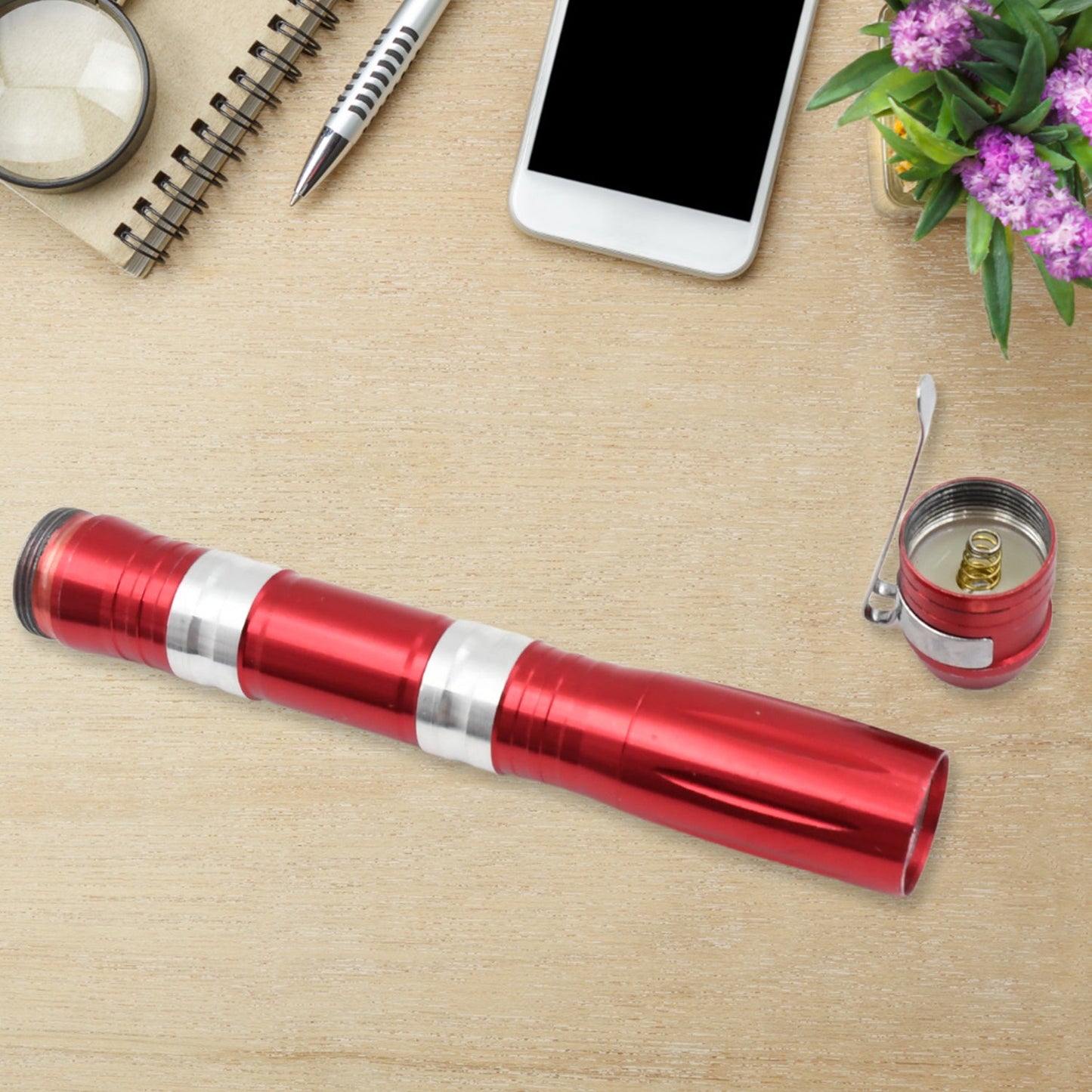 Portable Mini Torch / Flashlight LED Powerful High Lumens Pen Light with Clip, Portable Pocket Compact Torch for Emergency AA Battery operated (1 Pc / Battery not included)