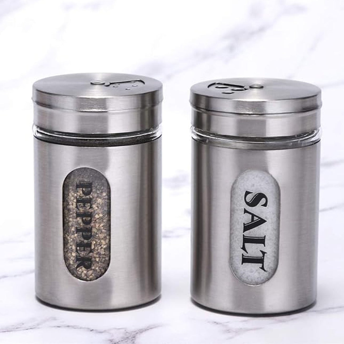 Multi-purpose Seasoning Bottle, Salt and Pepper Shakers Stainless Steel and Glass Set with Adjustable Pour Holes For Home Cooking Picnic, Camping Ration Salt Shakers (1 Pc) - Springkart 