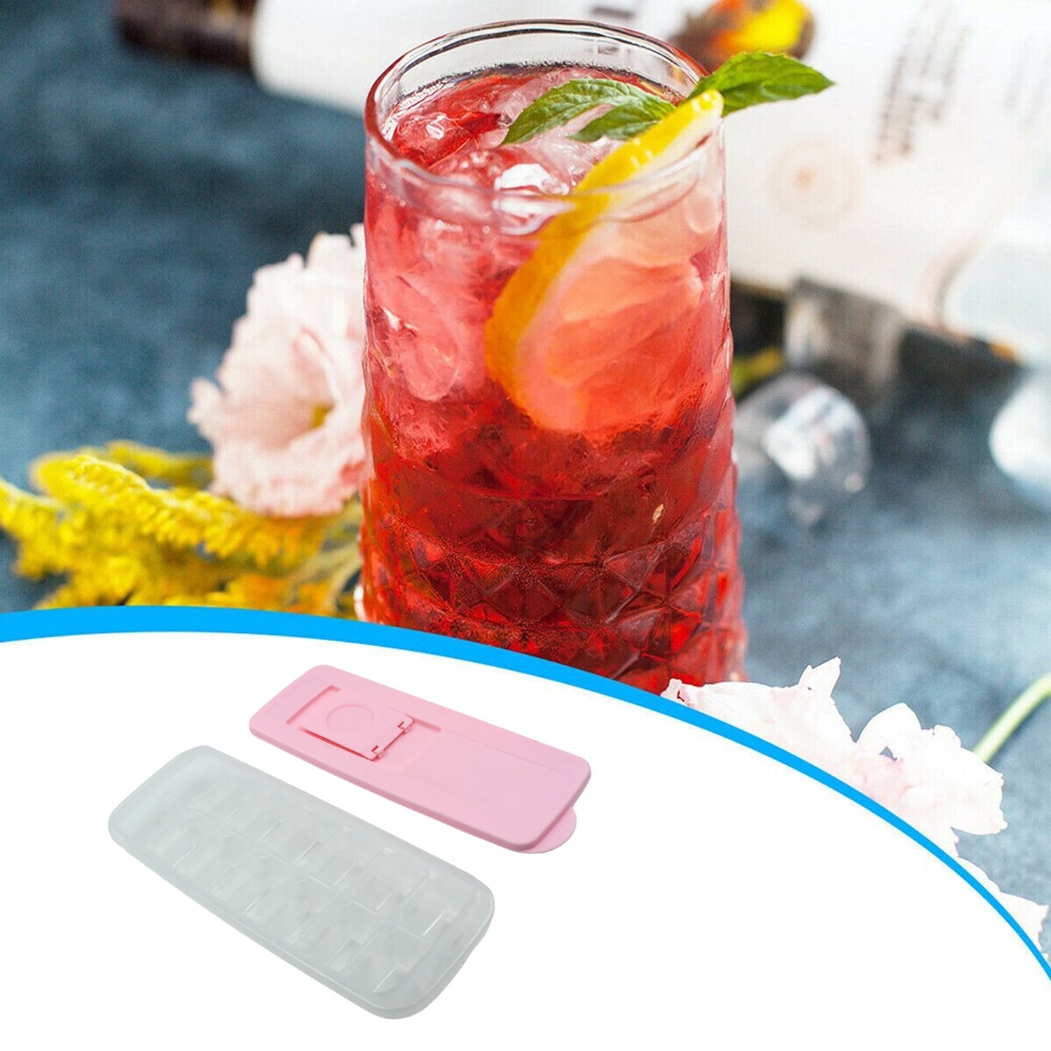 Ice Cube Trays, Ice Tray Food Grade Flexible Silicone Ice Cube Tray Molds with Lids, Easy Release Ice Trays Make 14 Ice Cube, Stackable Dishwasher Safe - Springkart 