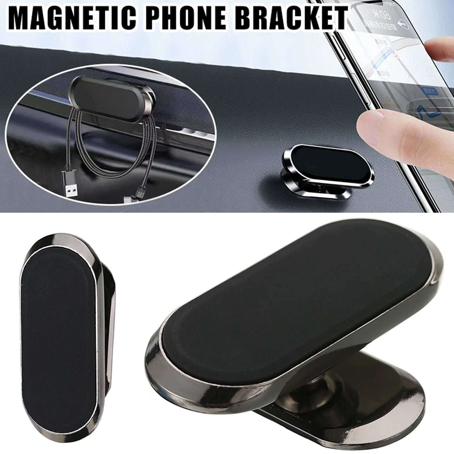 Magnetic Phone Mount/Holder for Car, Super Strong Magnet Universal Car Mount, Dashboard 360° Rotation for Car, Desk, Office, Home & Kitchen for All Smart phones (1 Pc) - Springkart 