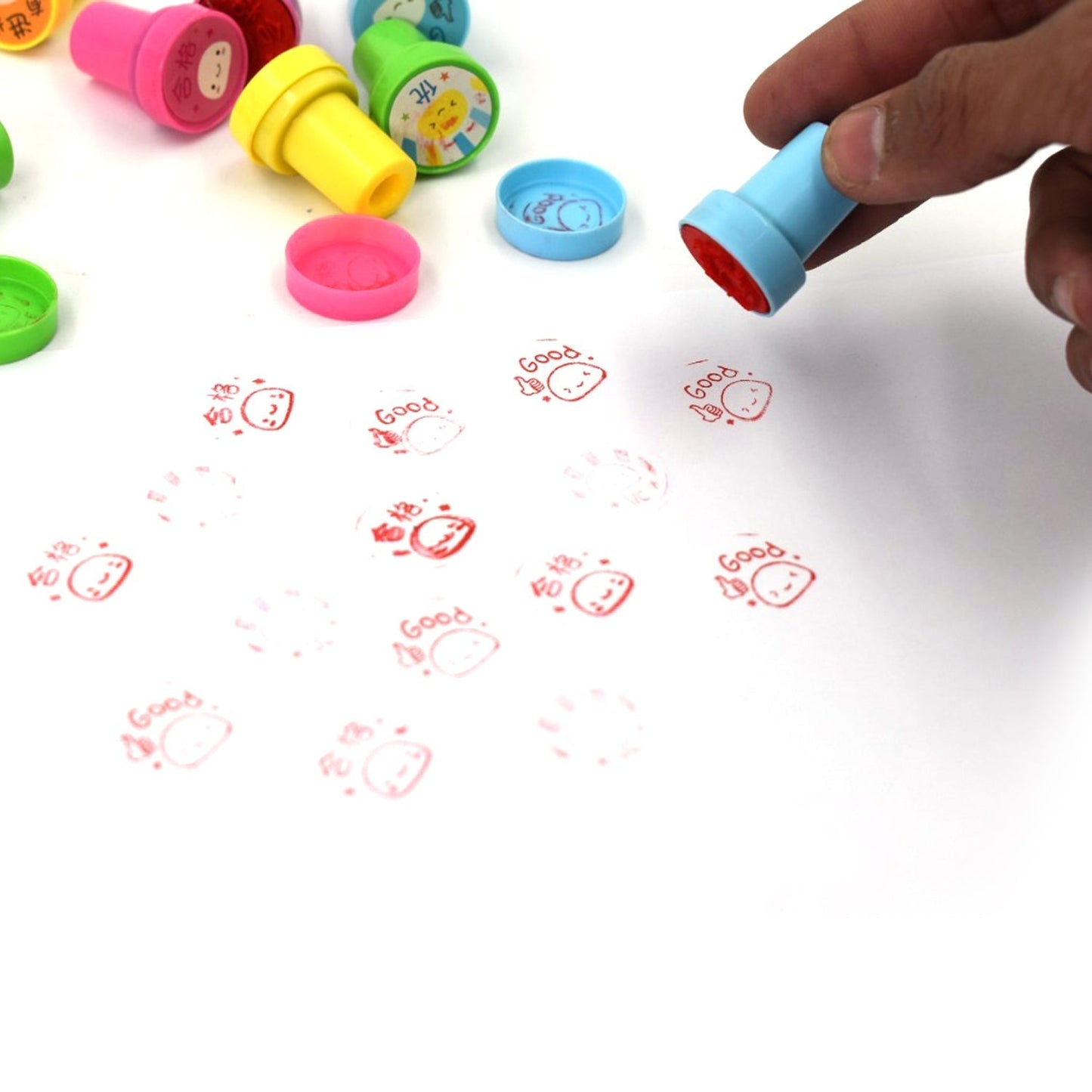 Emoticon Stamps 8 pieces in Round Shape Stamp for Kids Theme Stamps for School Craft & Prefect Gift for Teachers, Parents and Students (Multicolor) - Springkart 
