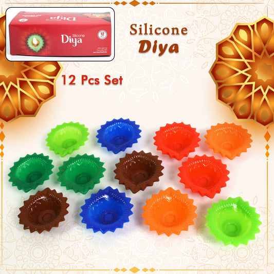 Silicone Diya for Diwali Attractive Design Colourful Diya Combo (12 Pcs Set) - Springkart 