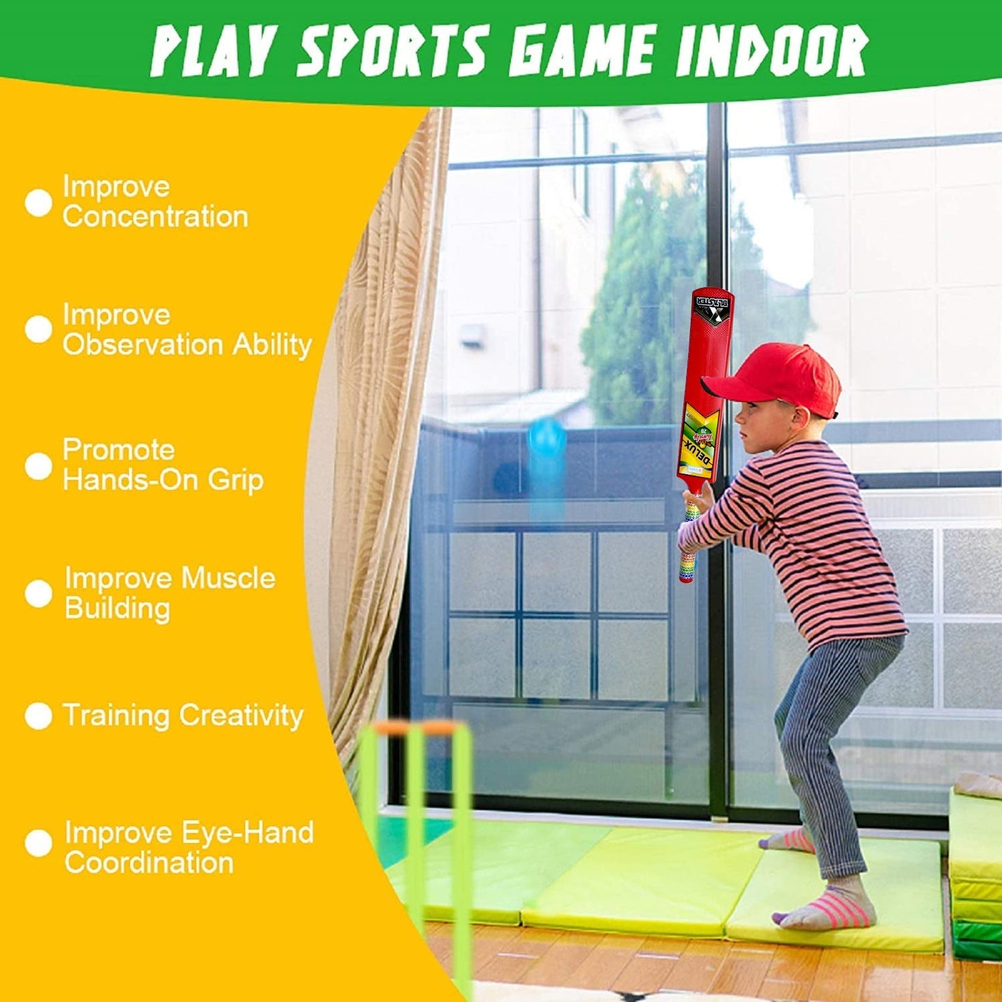 Plastic Cricket Set with Stump,Ball and Bat Kit - Springkart 