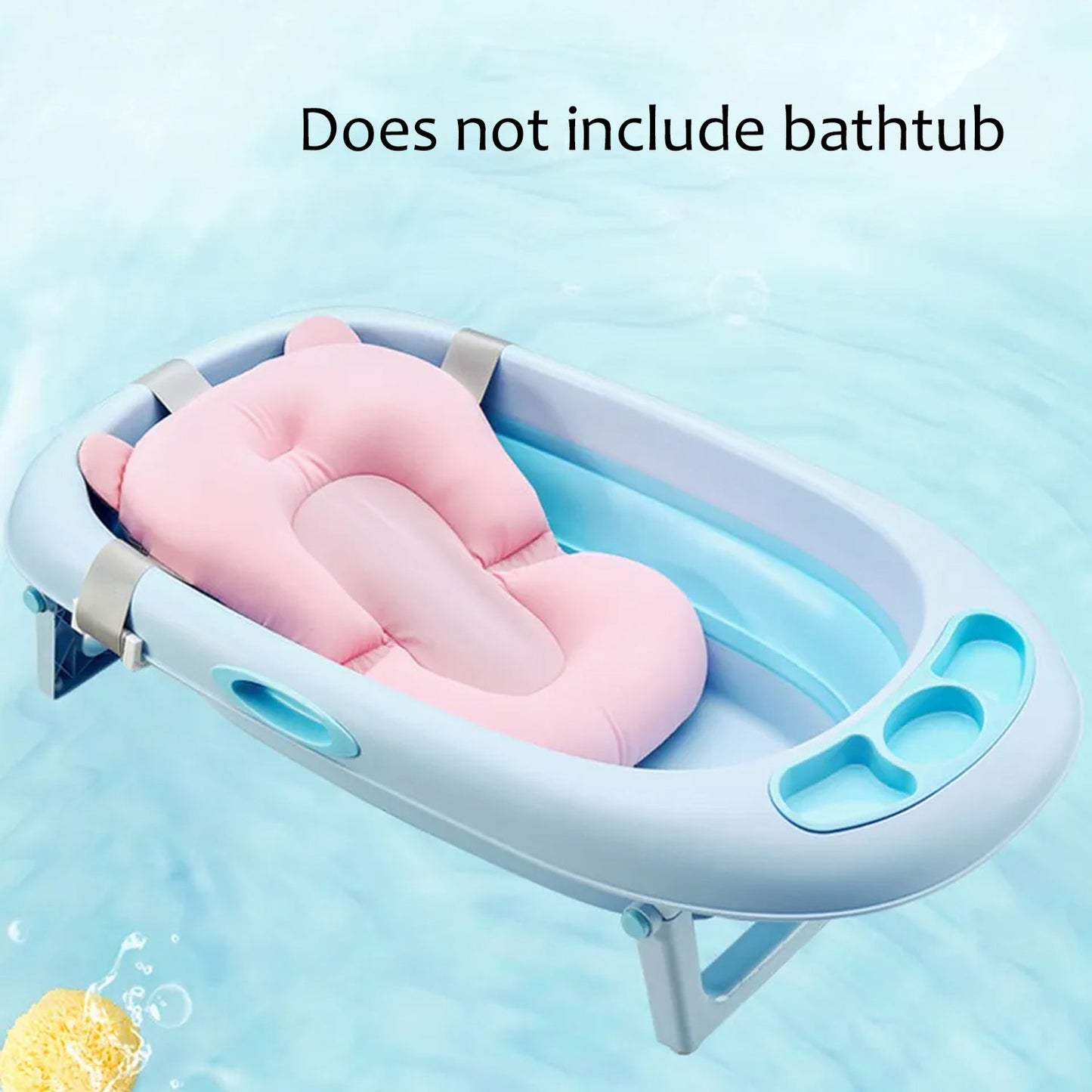 Baby Bath Pillow Newborn Anti-Slip Bathtub Pad Foldable with Strap For 0-6 Month Baby - Springkart 