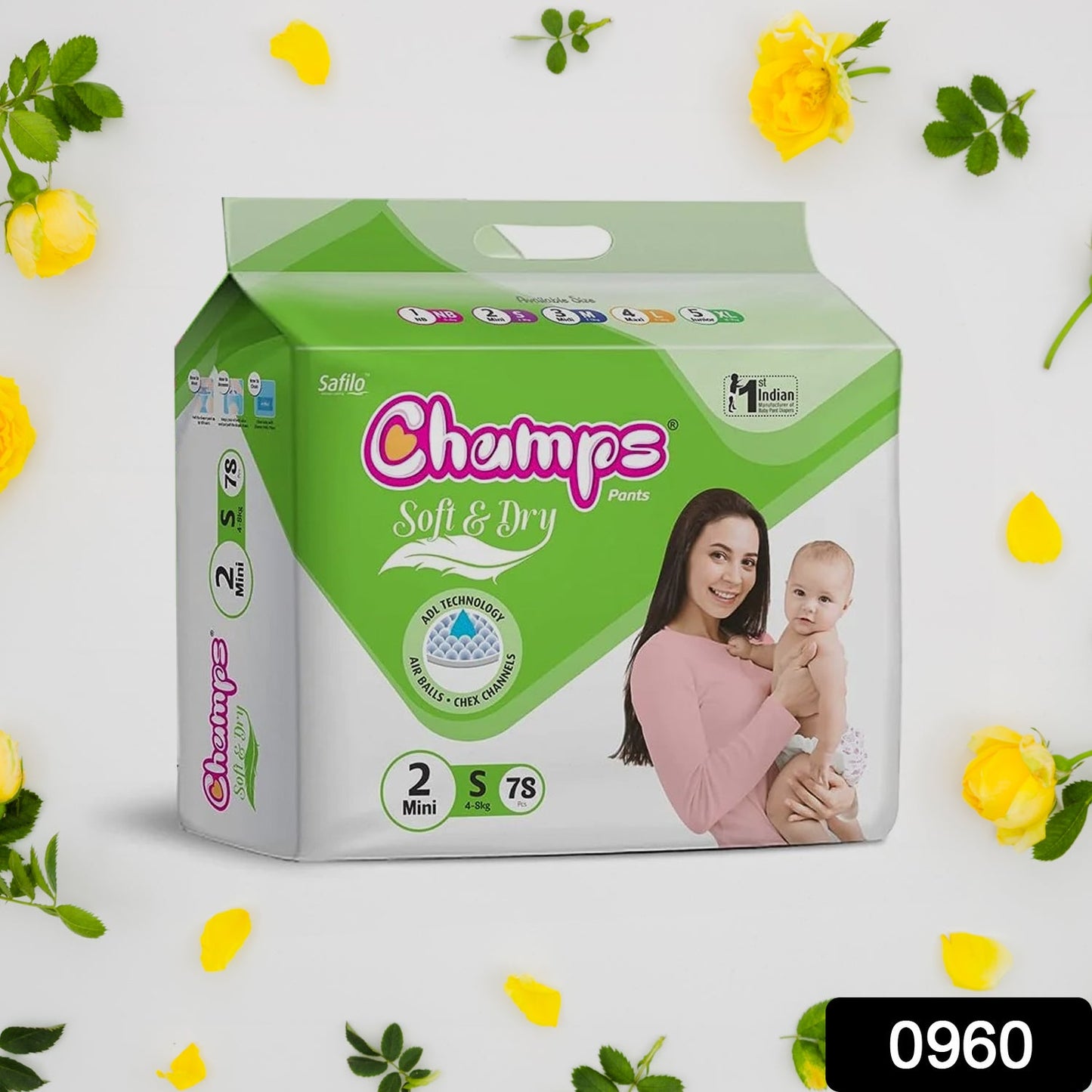 Champs Soft and Dry Baby Diaper Pants 78 Pcs (Small Size S78) - Springkart 