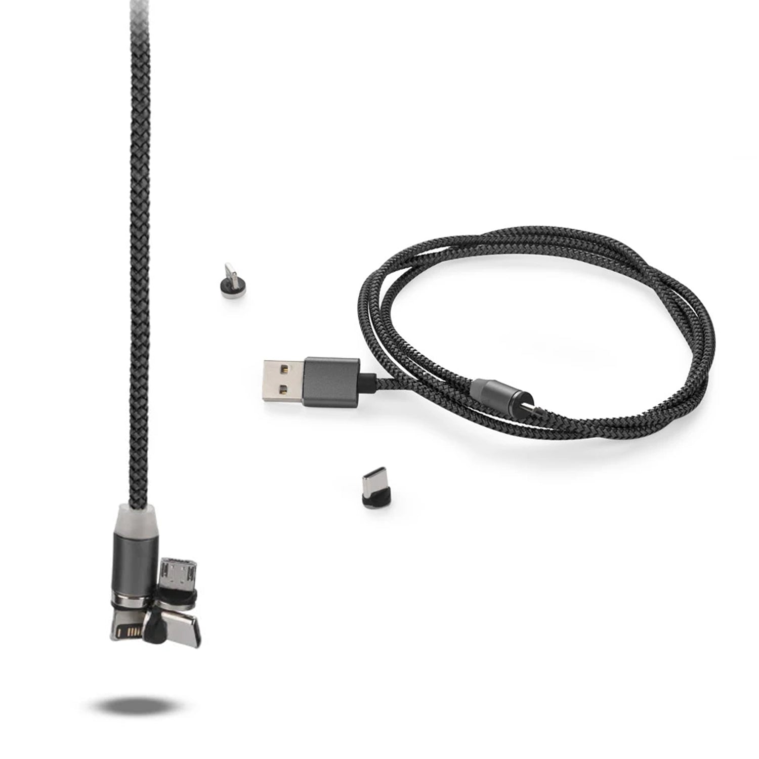 Magnetic Charging Cable 3 in 1 Metal Magnetic Micro USB Type C Lighting Cable with LED, Multiple Charging Adapters for All Android and all Smartphones (Compatible with All Android and iPhone Smartphones, Tablet, PC, Mobile - Springkart 