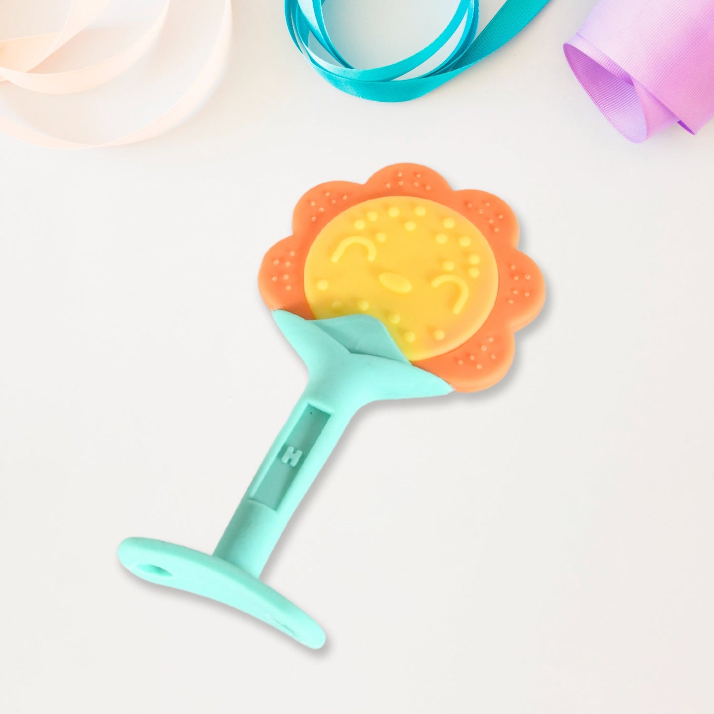 Baby Silicone Teether, Fruit Teether for Toddlers,100% Food Grade Silicone Teether, Non-Toxic & Latex Free Suitable for Kids Above 3 Months Sunflower, Moon Shape(1 Pc) - Springkart 