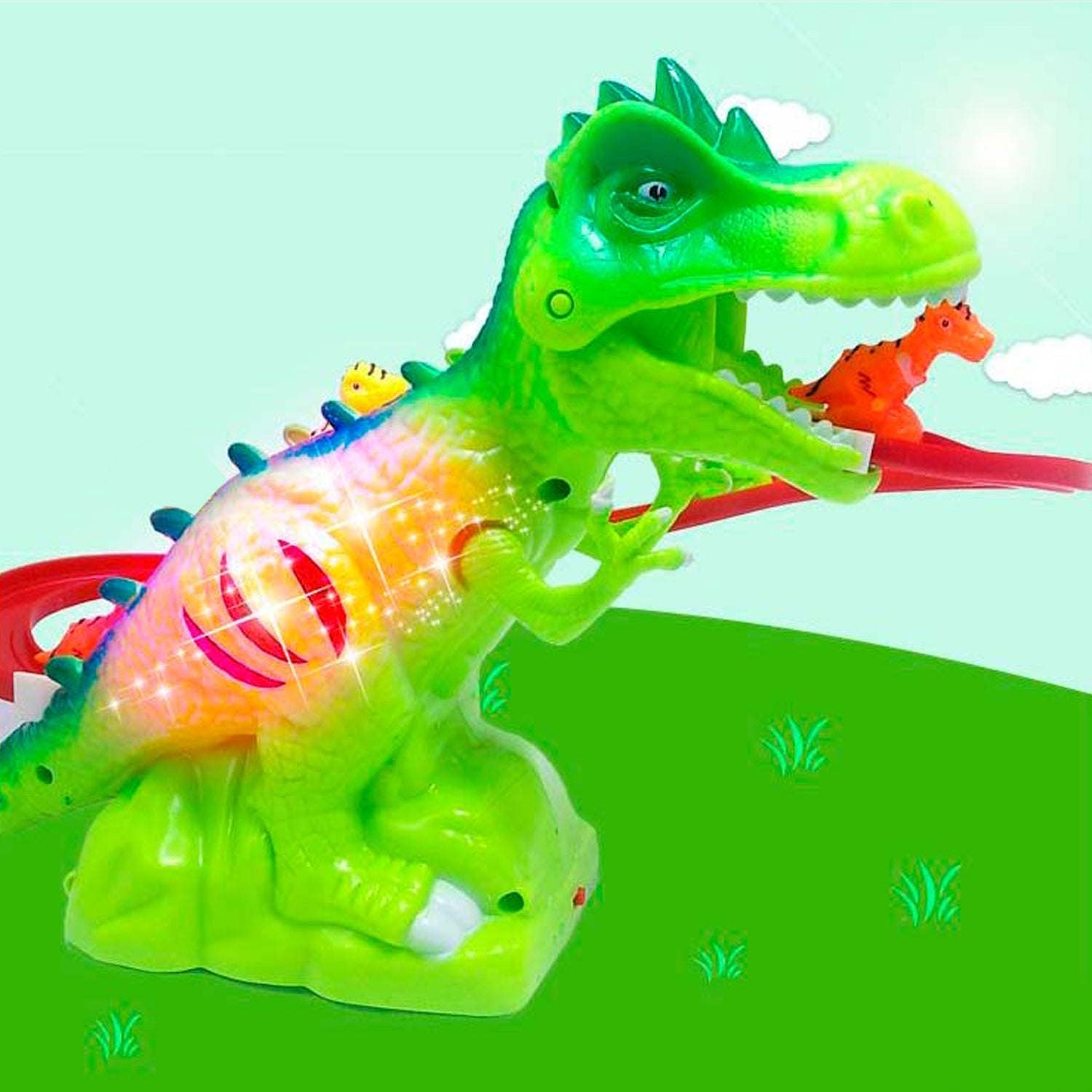 Children Electric Tracks Climb Stair Dinosaur Toys Glowing With Sound Kid Toy Animals Model Interactive Toys - Springkart 