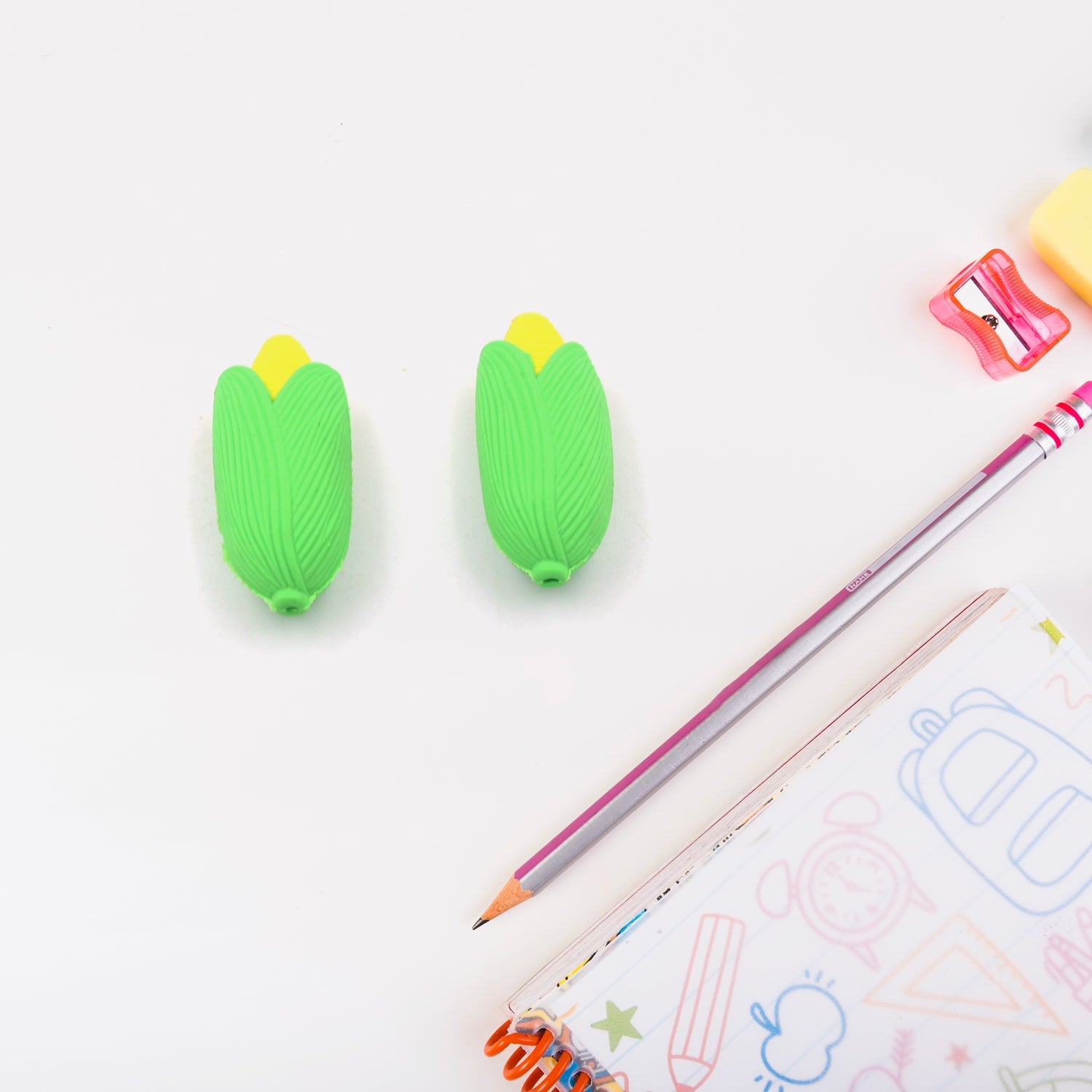 Corn Shape School Eraser High Qulaity ( 2 Pc Set ) - Springkart 