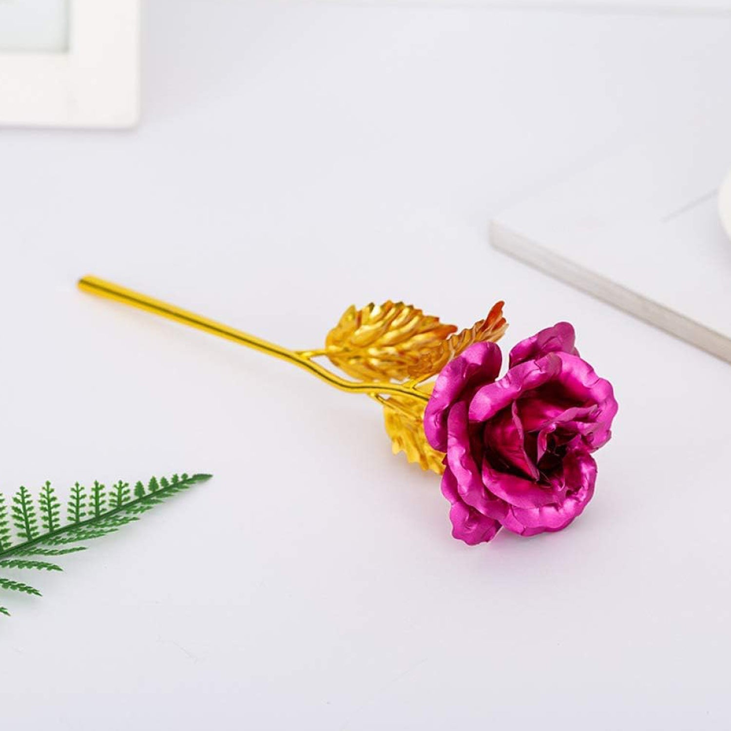 Gold Rose Artificial Rose Flower With Gift Box, Plastic Flowers Best Gifts for Friend Girl Wife Women, Golden Rose Gift for Valentine's Day, Mother's Day, Anniversary, Birthday, Wedding, Gold (1 Pc) - Springkart 