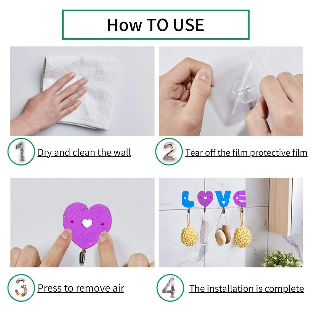 Love Shape Self Adhesive Hooks - Springkart 