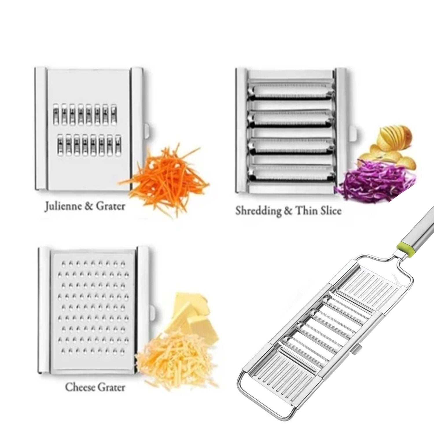 Multipurpose 3 in1 Stainless Steel Grater and Slicer - Springkart 