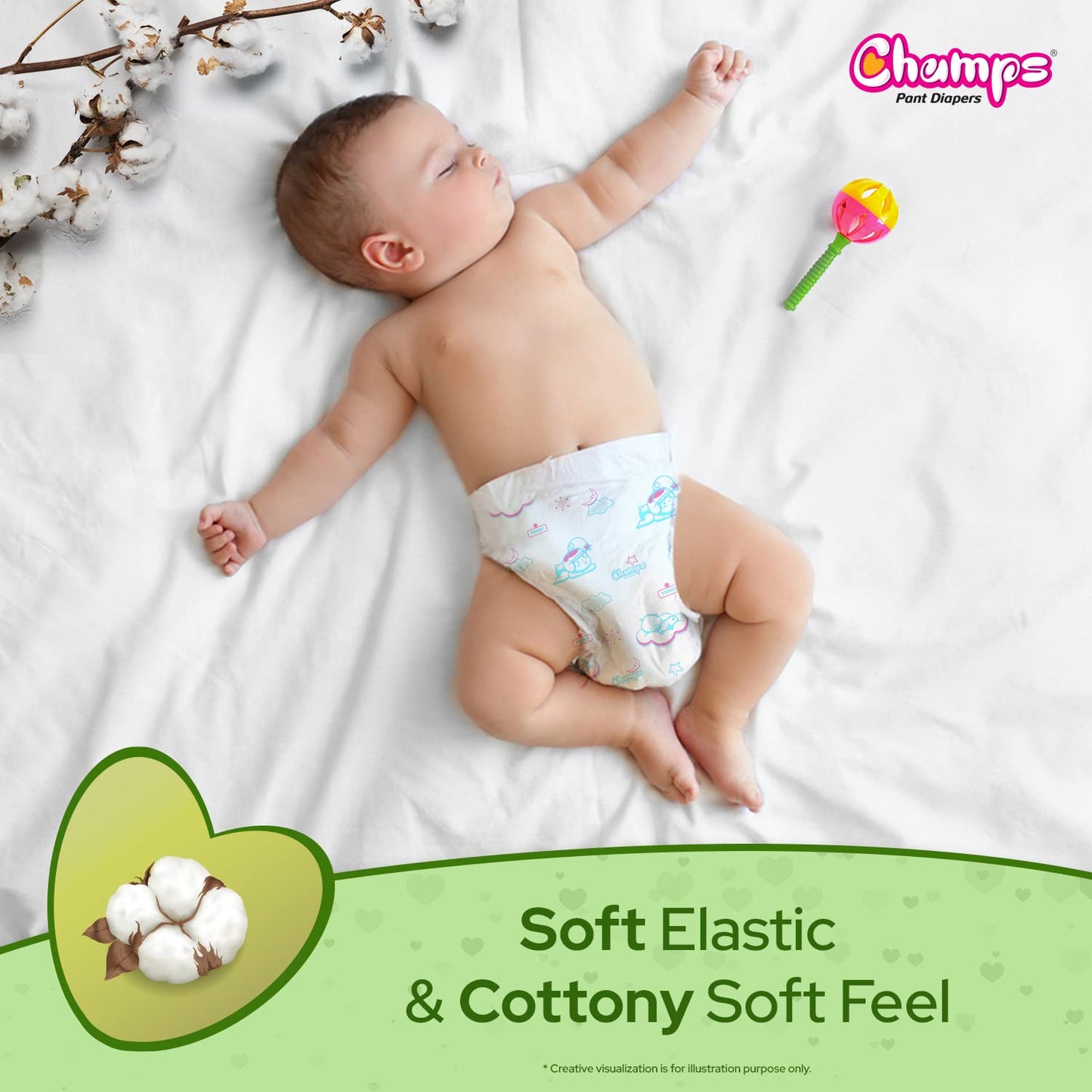 Champs Soft and Dry Baby Diaper Pants 78 Pcs (Small Size S78) - Springkart 