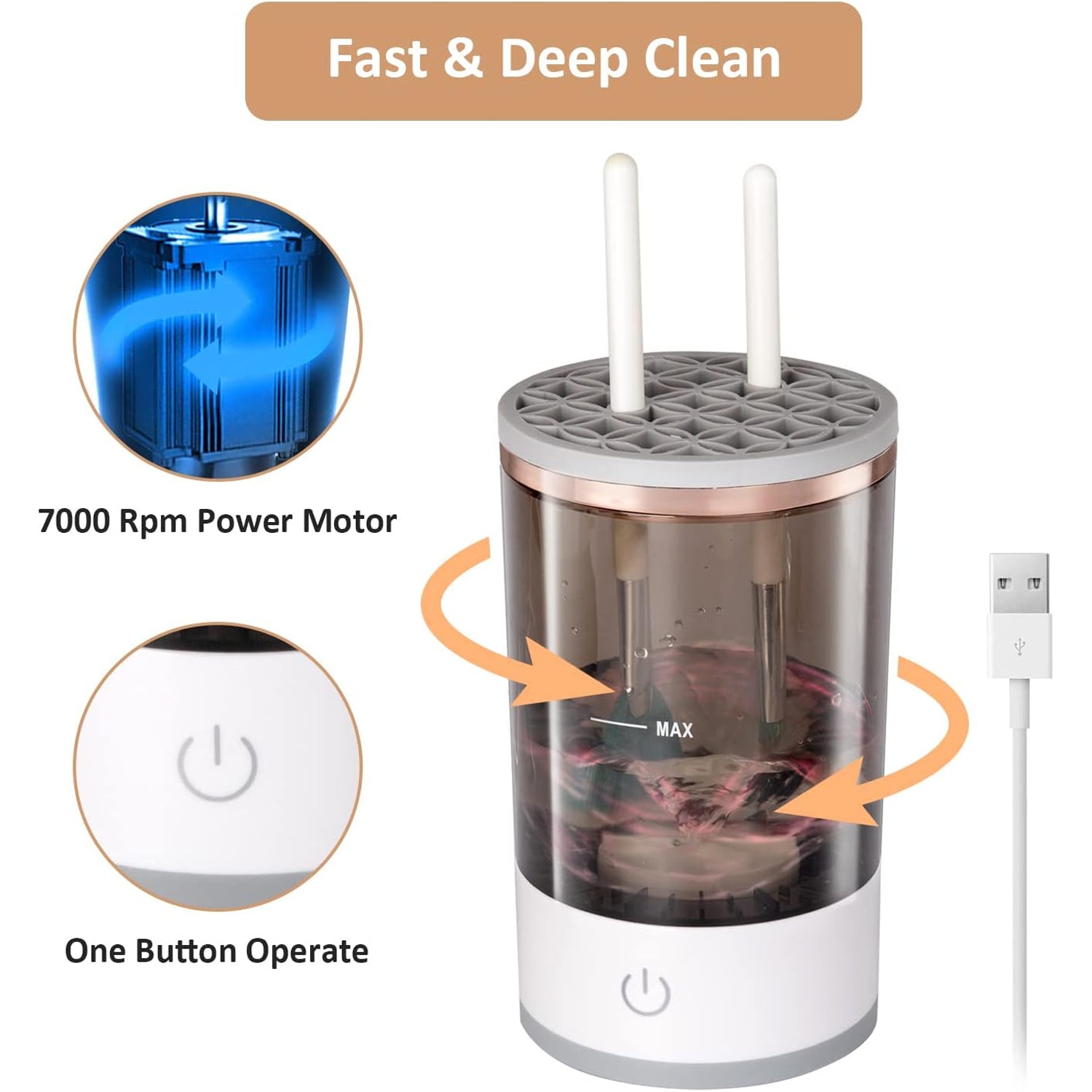 Automatic Makeup Brush Cleaner Fast Electric Brush Cleaner Hand Free Machine Super Clean Brush Washer & Brushes Organizer Tool (1 Pc) - Springkart 
