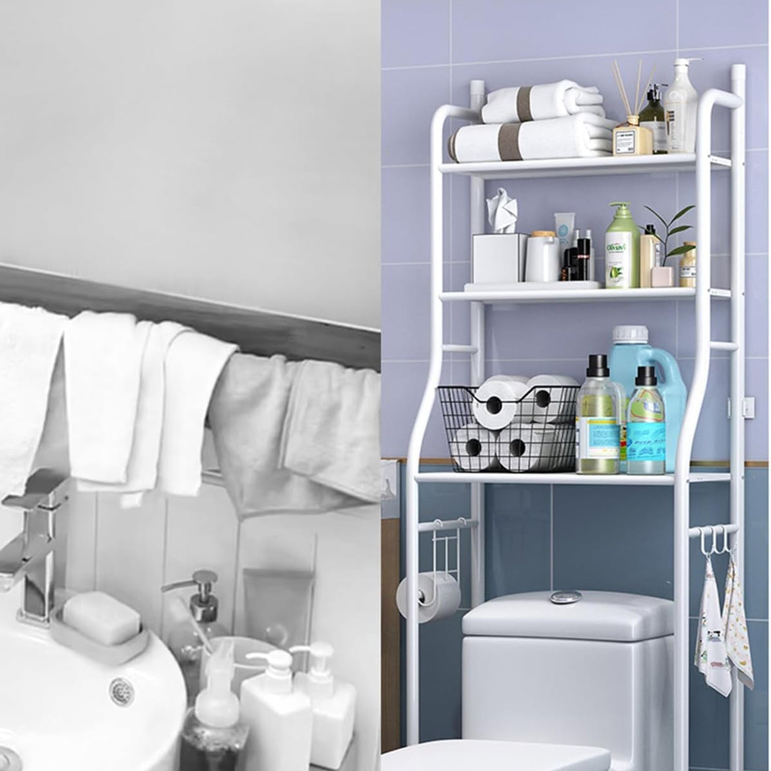 Multi-Layer The Toilet Storage Rack Metal | Bathroom Shelf Space Saving Organizer for Laundry Room Wash Basin Floor Stand - Springkart 