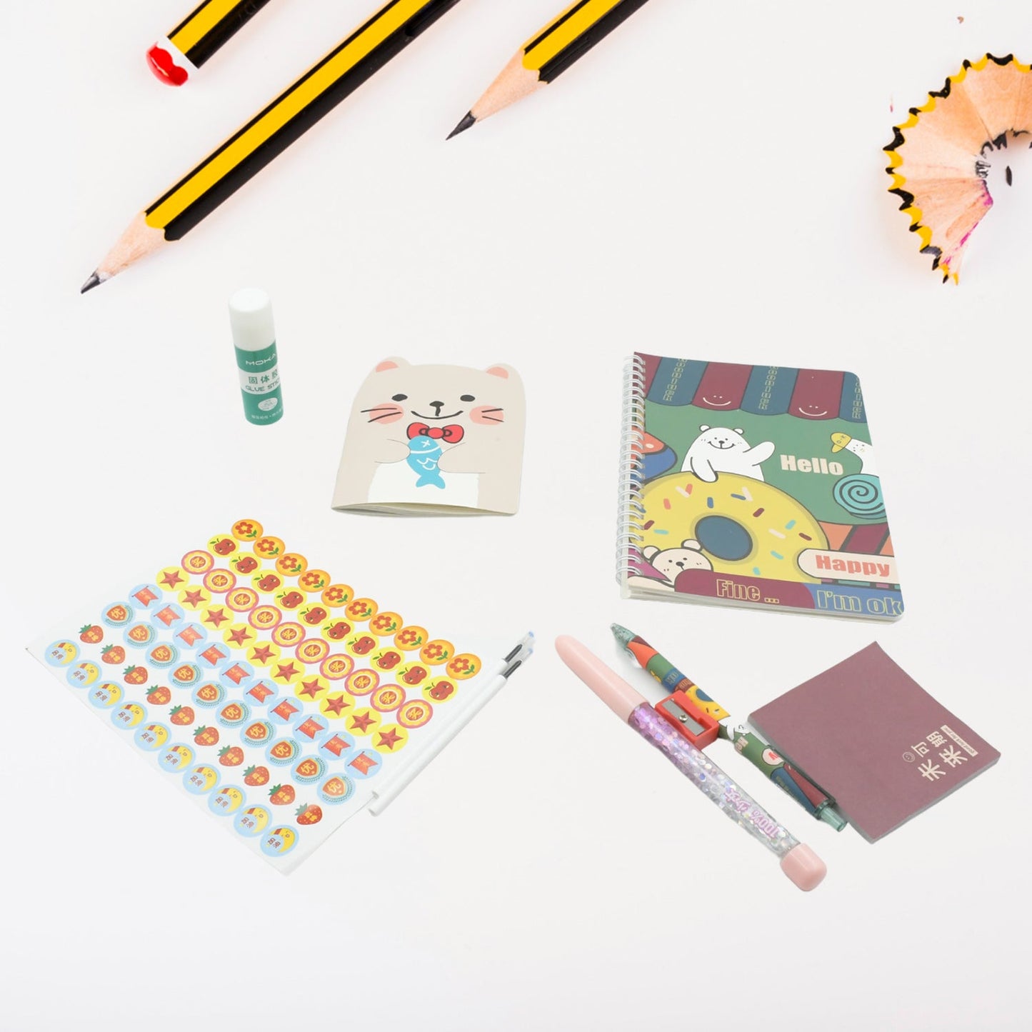Cartoon Stationery Box Cartoon Design School Box Book , diary , Pen , Eraser, Sharpner , Sticker & Pen Refill Student Gift School box (1 box) - Springkart 