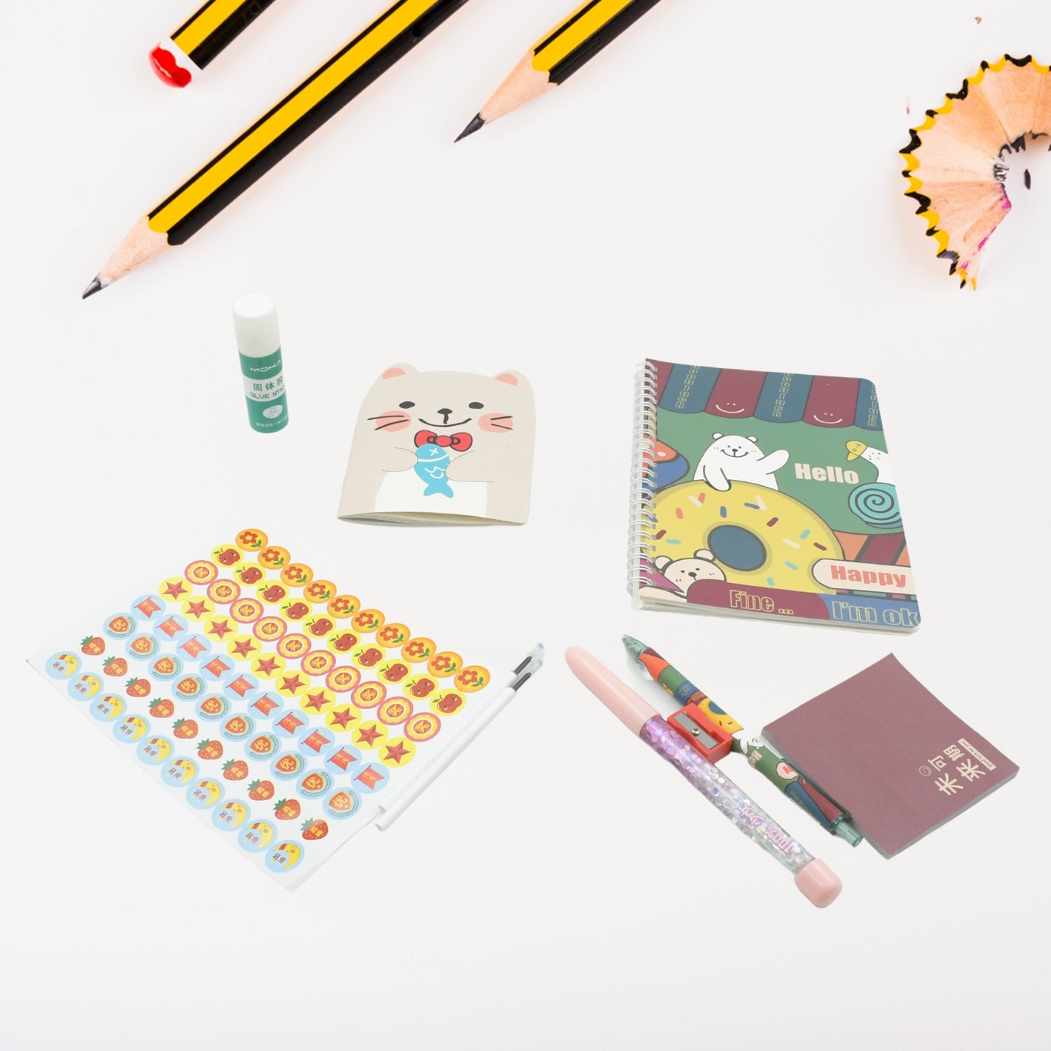 Cartoon Stationery Box Cartoon Design School Box Book , diary , Pen , Eraser, Sharpner , Sticker & Pen Refill Student Gift School box (1 box) - Springkart 