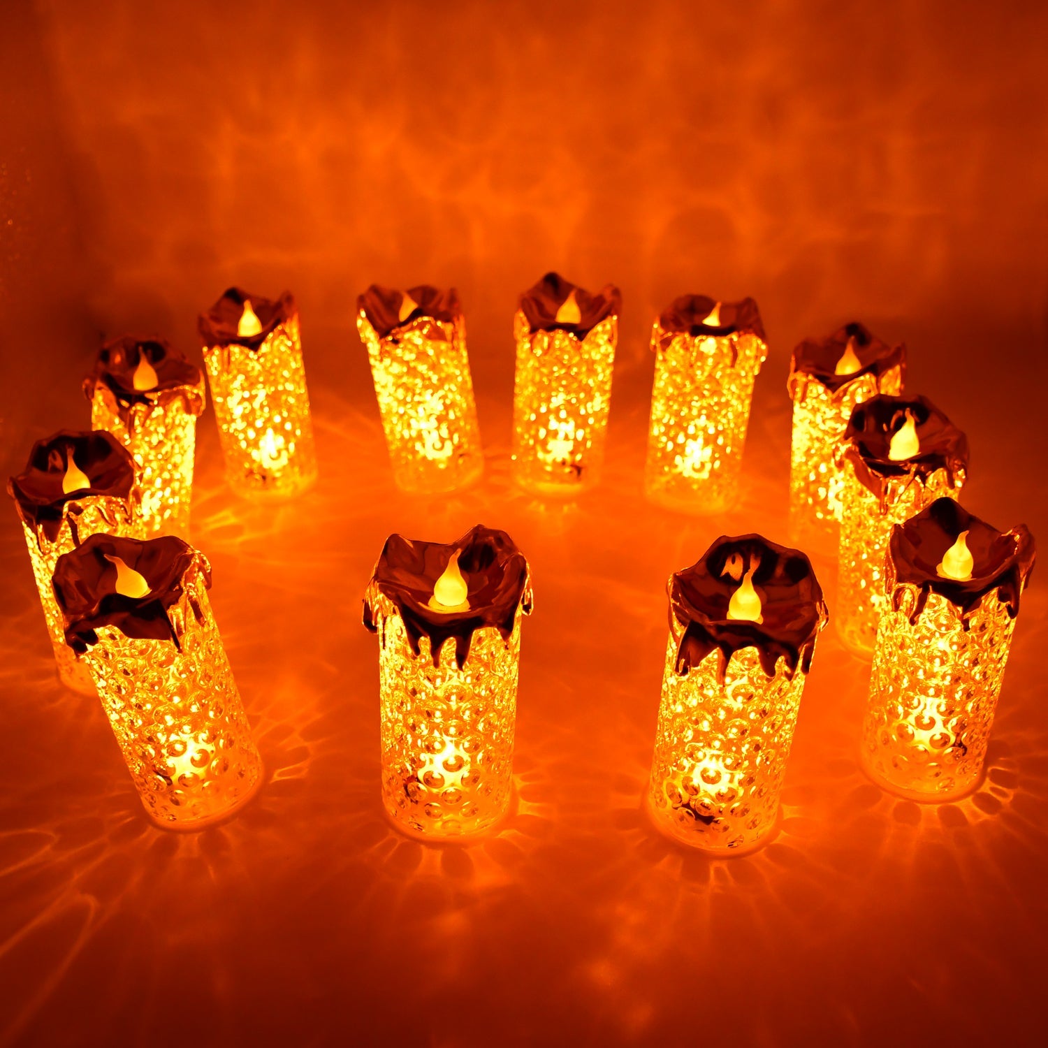 Gold Flameless Candles LED Light Flameless and Smokeless Decorative, Candles Led Tea Light Candle Perfect for Gifting, Home, Diwali,Wedding, Christmas, Crystal Candle Lights, Table Decorations (12 Pc MOQ) - Springkart 