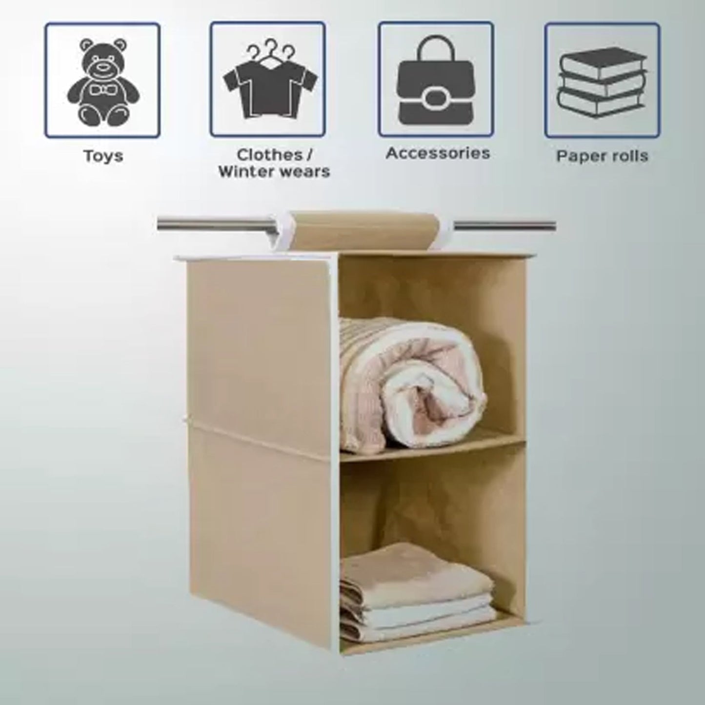 Fabric Hanging 2-Shelf Closet Cloth Organizer - Springkart 