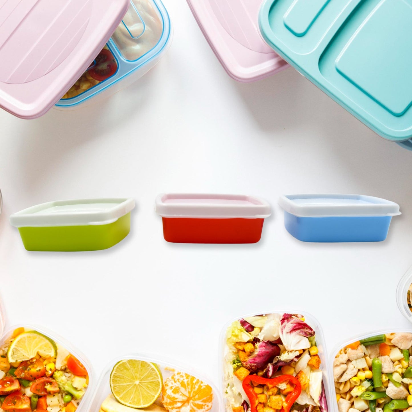 Plastic Airtight Containers Set, Small Plastic Container Set, Rectangular Plastic Food, Pickle, Fridge Containers Multicolor Kitchen Storage Container (3 Pcs Set) - Springkart 