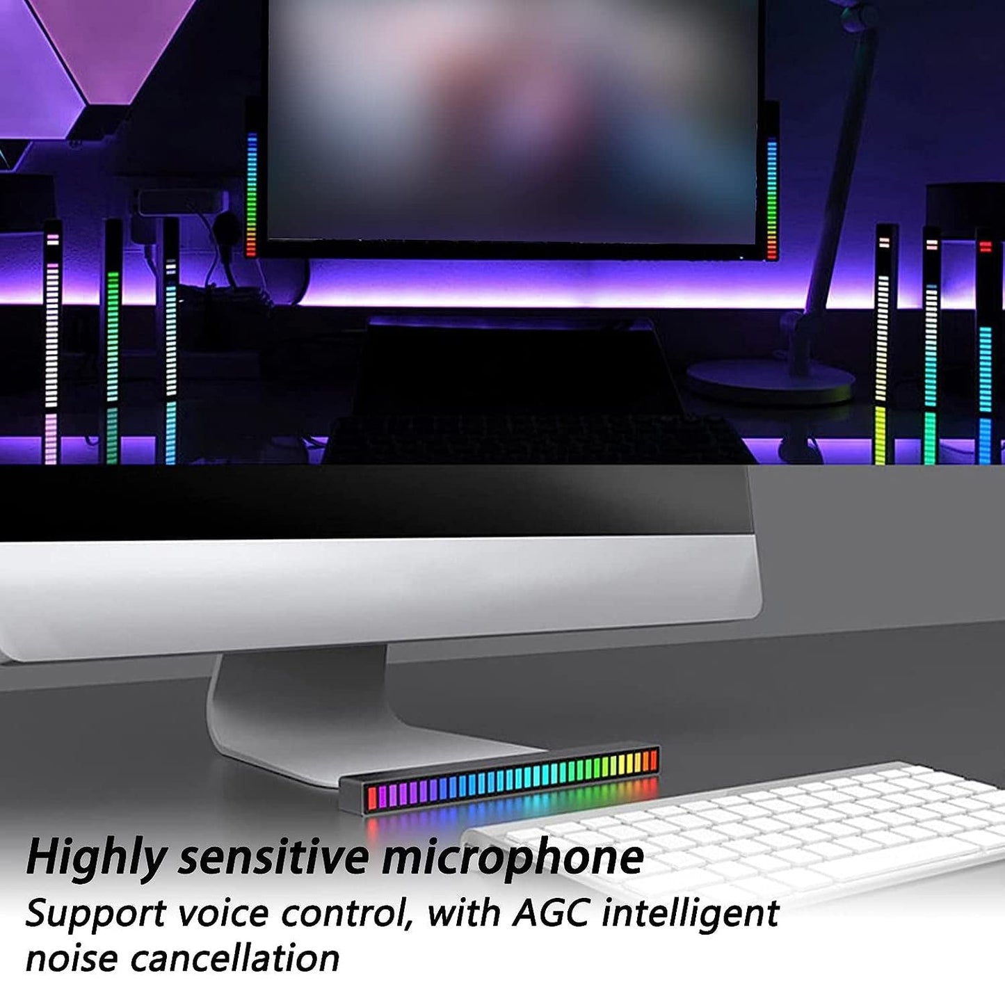 Rhythm Lights, AGC Automatic Gain Control 32 Colorful RGB Light Adjustable Pickup Rhythm Lights, RGB LED Voice-Activated Rhythm Light Car Home Sound Control Ambient Light (1 Pc) - Springkart 