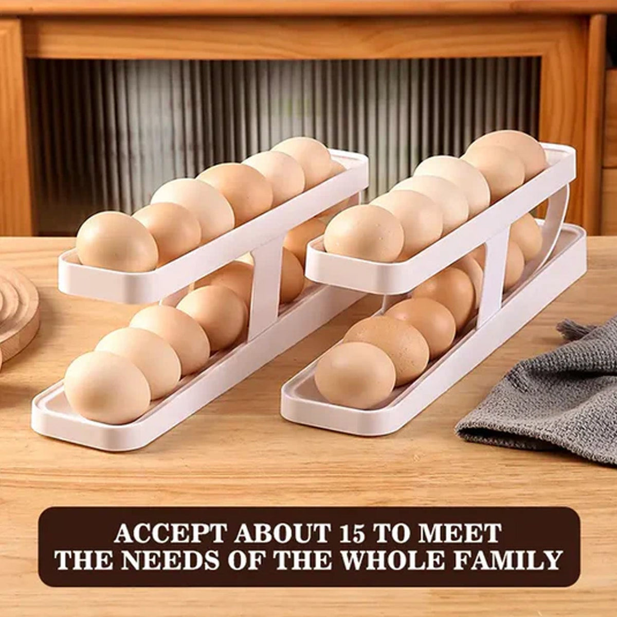 Plastic 2-Tier Rolling Egg Dispenser For 12-14 Eggs (1 Pc) - Springkart 