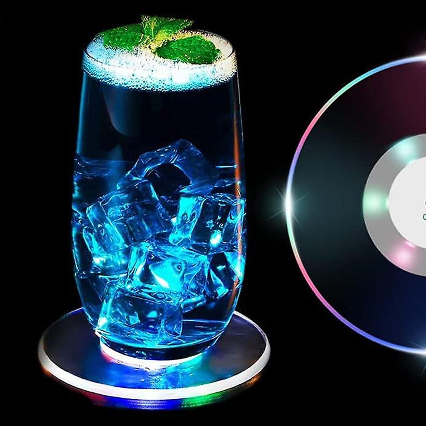 Colorful LED Cocktail Coaster, Round Ultra-Thin LED Drink Coaster (1 Pc) - Springkart 