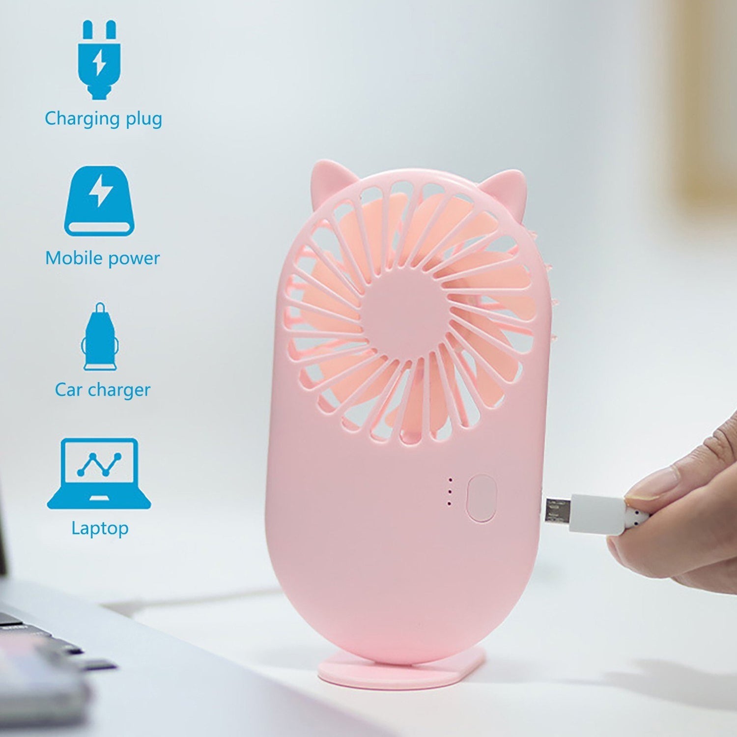 Handheld Mini Fan - USB Personal Fan with Bracket, Pocket-Sized Desktop Fan (Battery Not Included) - Springkart 