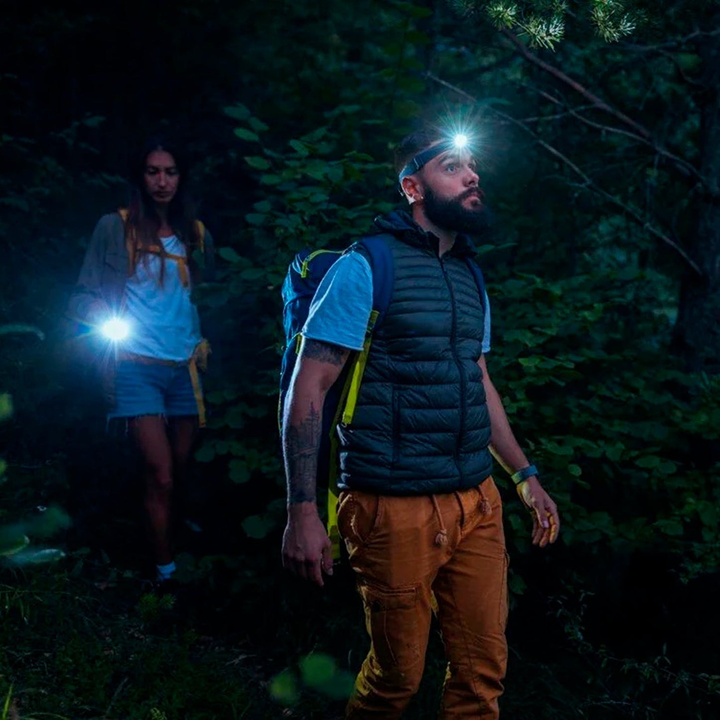 Head Lamp 15 Led Long Range Rechargeable Lamp Use For Camping, Hiking - Springkart 