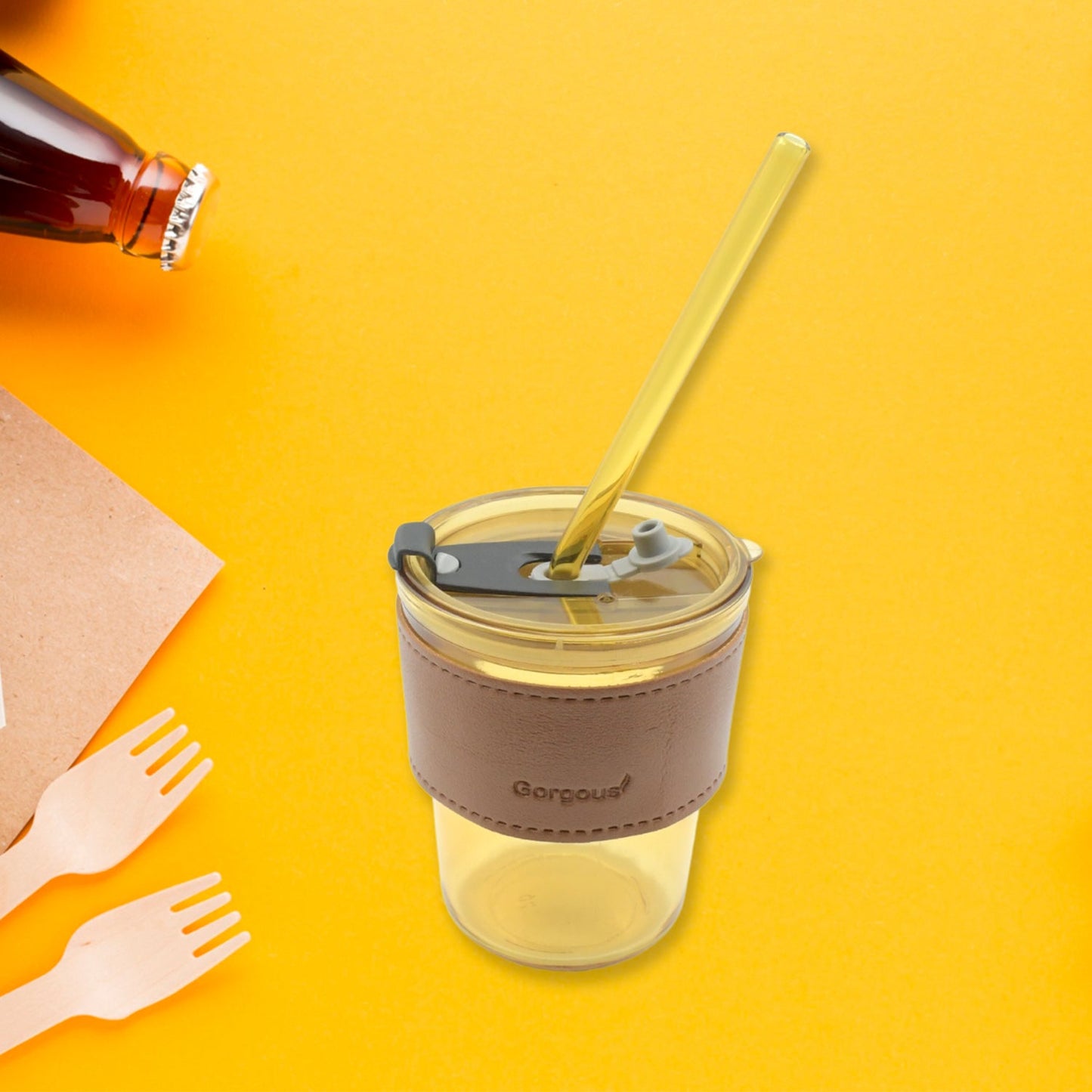 Glass Coffee Mug with Straw & Lid: Perfect for Home & Travel - Springkart 