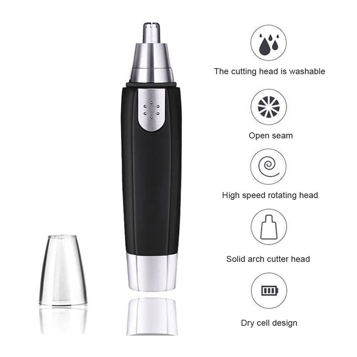Sharp Steel Battery-Operated Ear and Nose Hair Trimmer - Springkart 